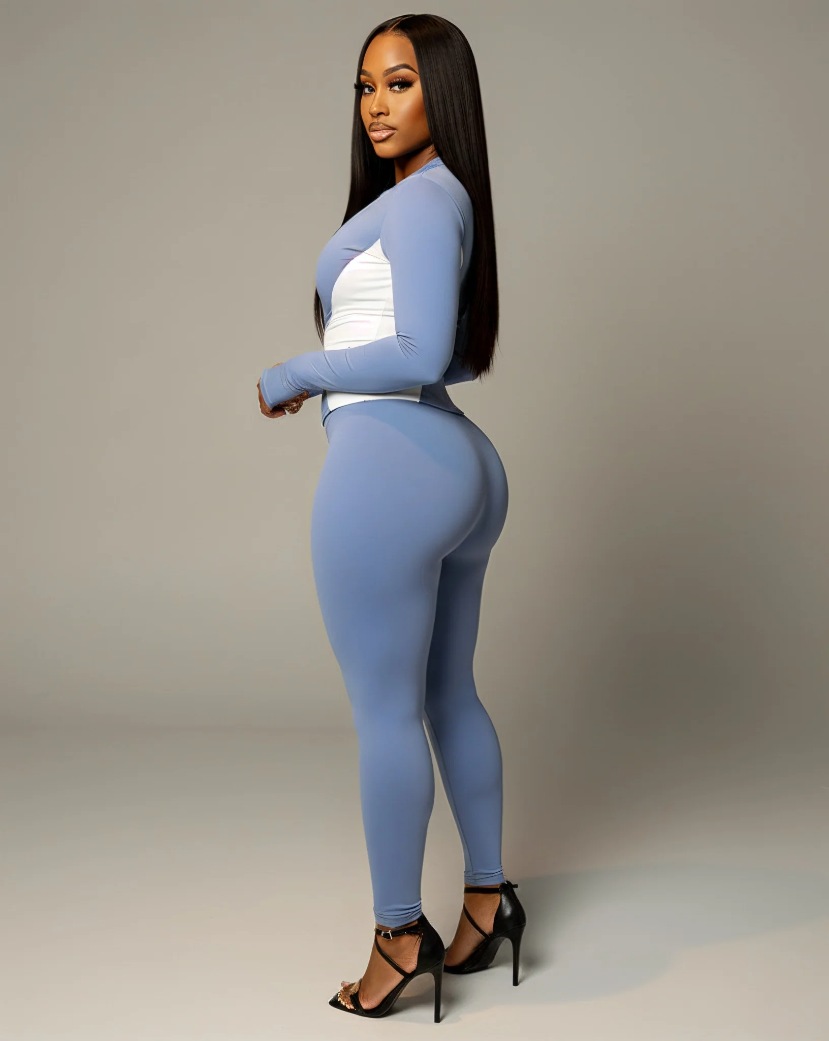 KAYLINA Contrast Zip-Up Top & Leggings Set - Image 3