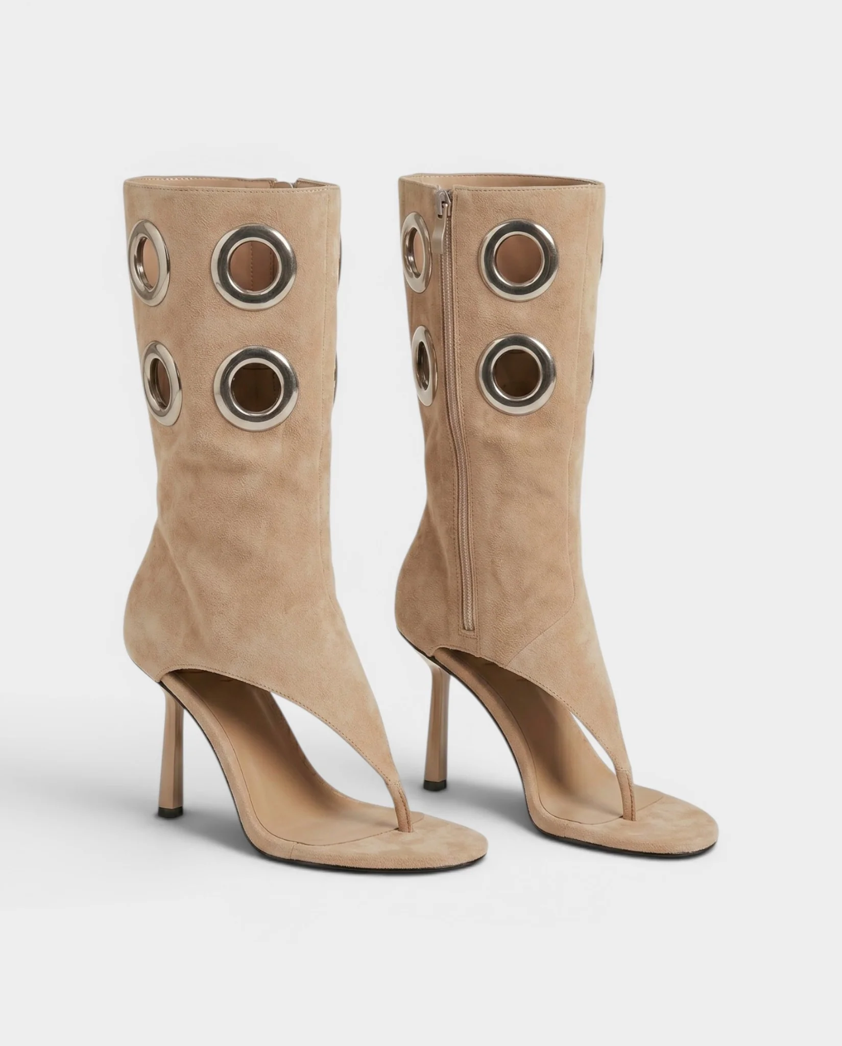 KENNA Metallic Eyelet Open-Toe Stiletto Heel Boots - Image 2