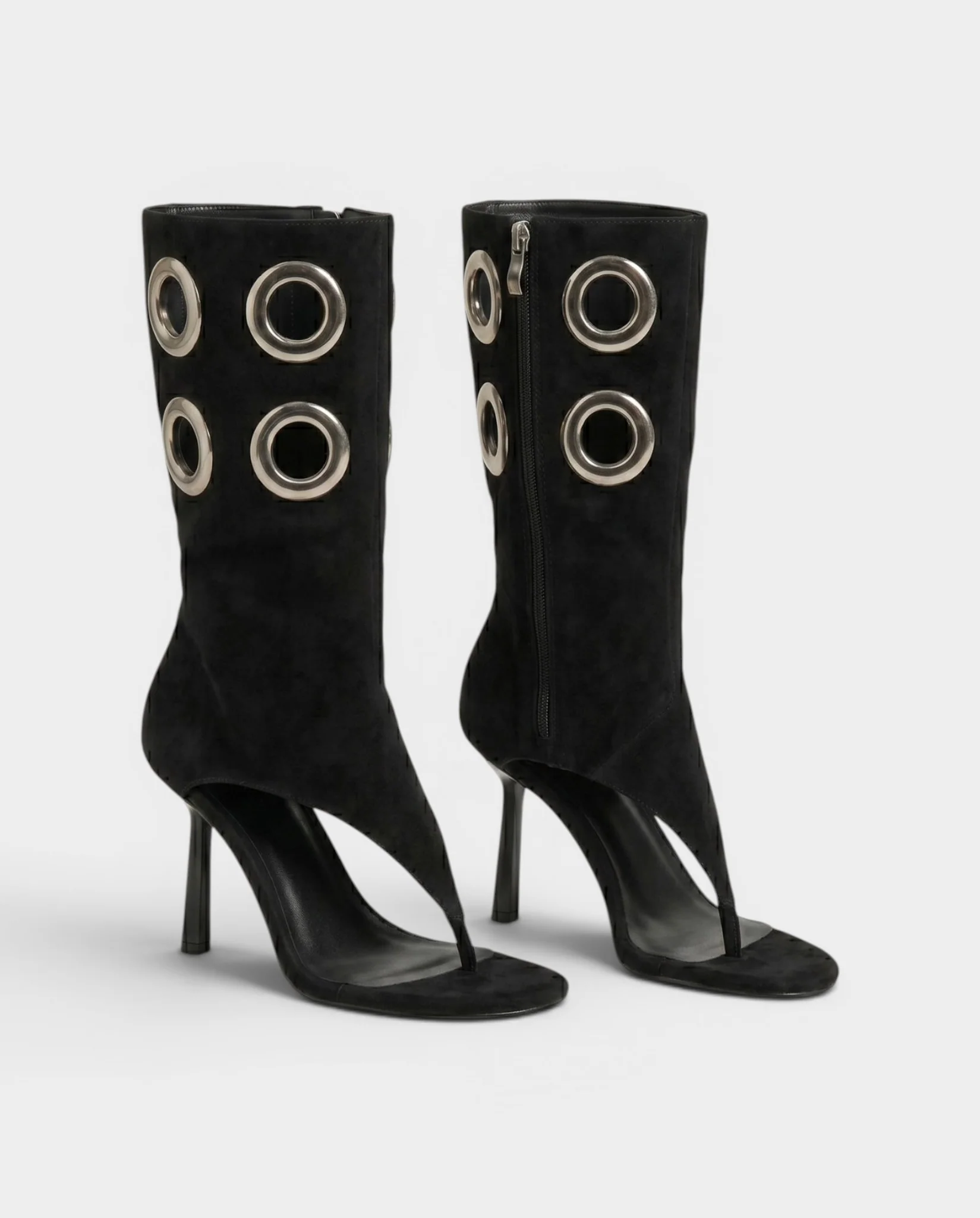 KENNA Metallic Eyelet Open-Toe Stiletto Heel Boots - Image 5