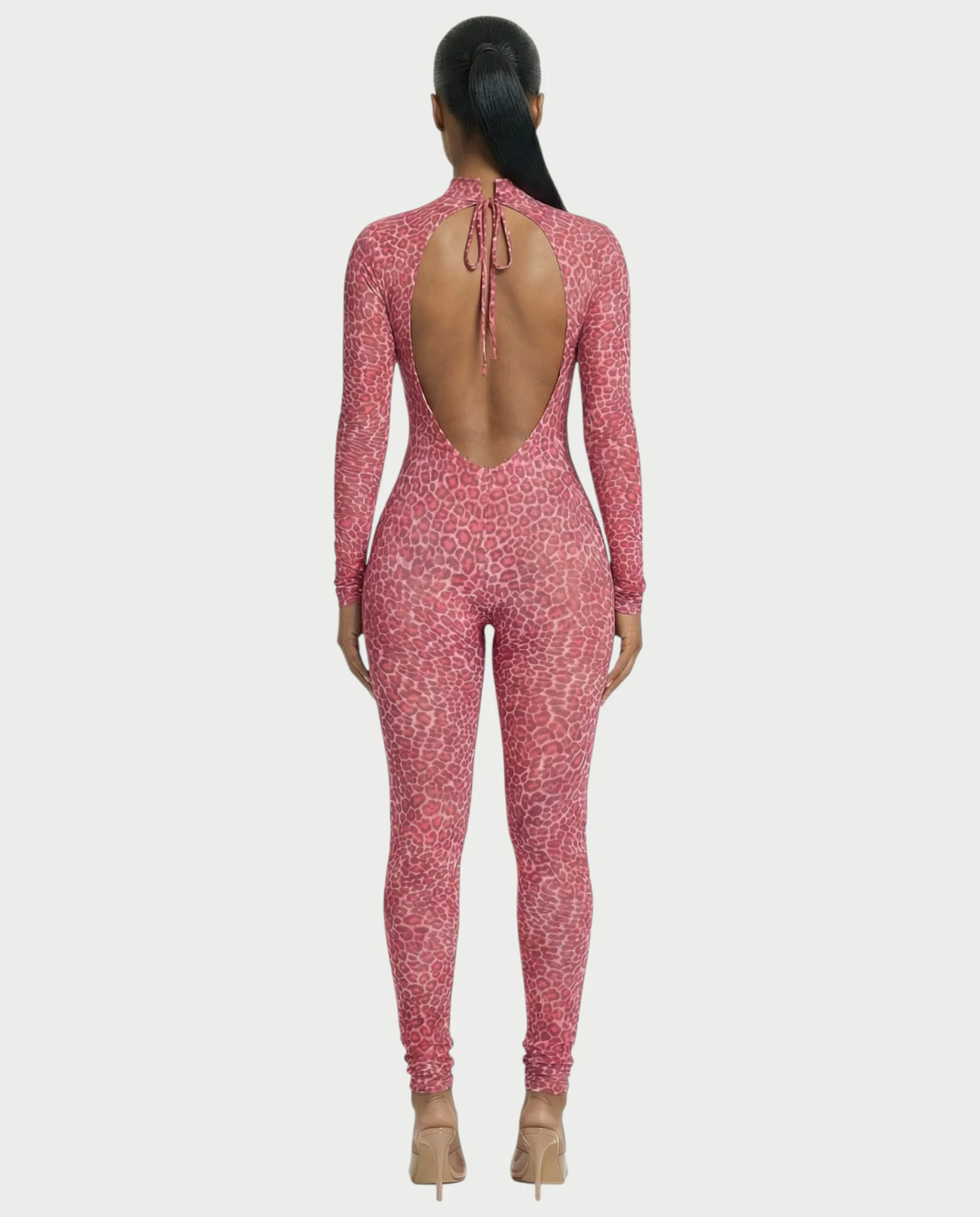 KHIONE Leopard Print Mock Neck Jumpsuit - Image 7