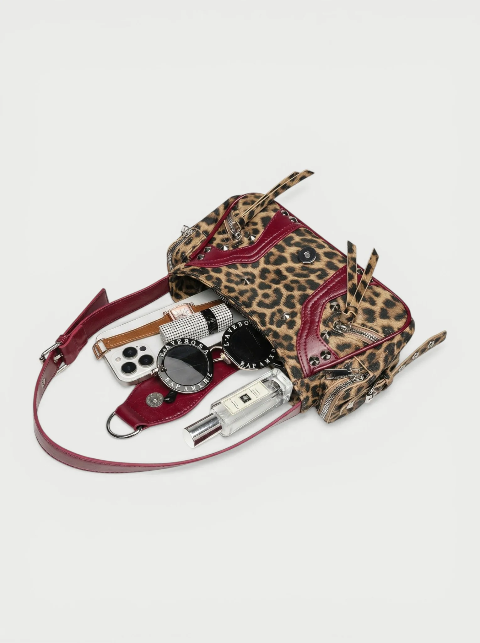 KORALIE Leopard Print Studded Handbag - Image 5