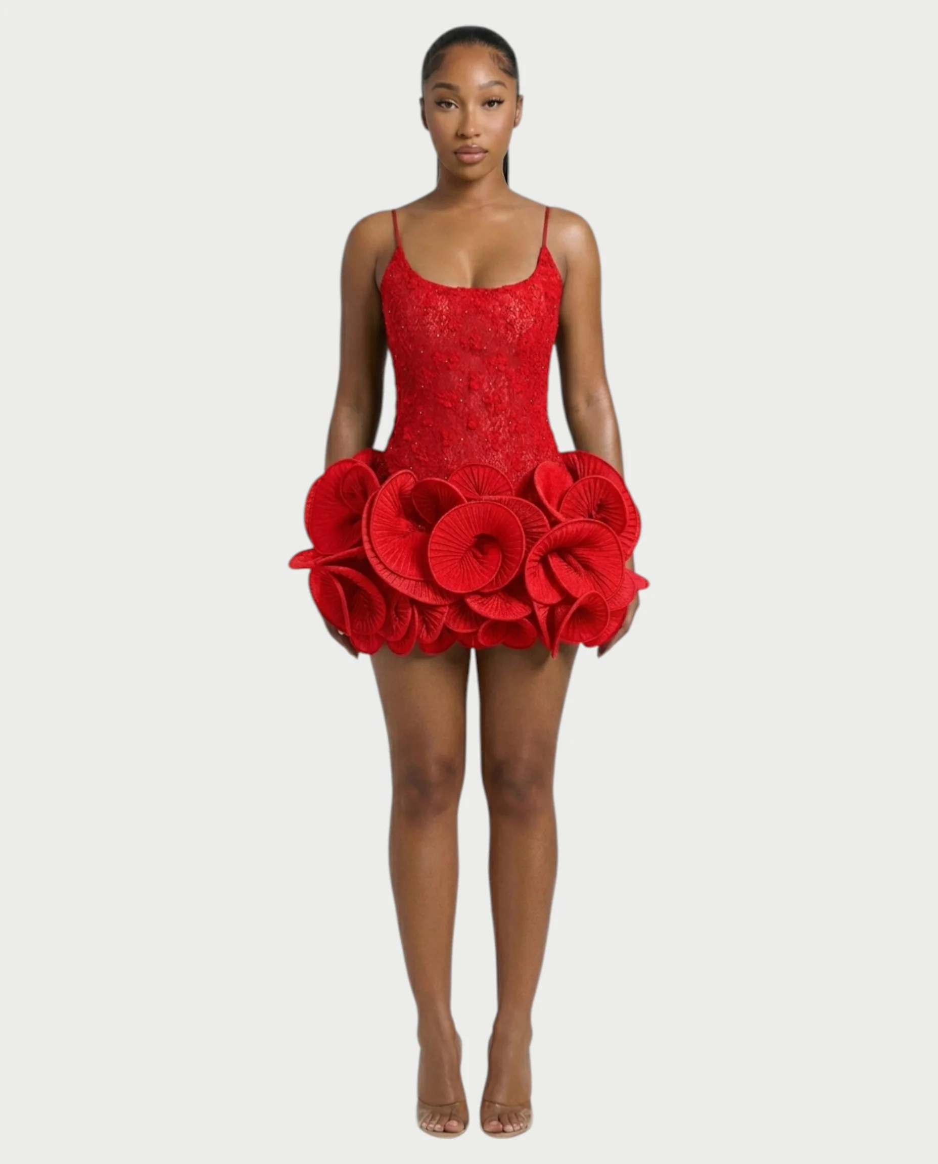 KOVA Flared Pleated Flounce Skirt Mini Dress
