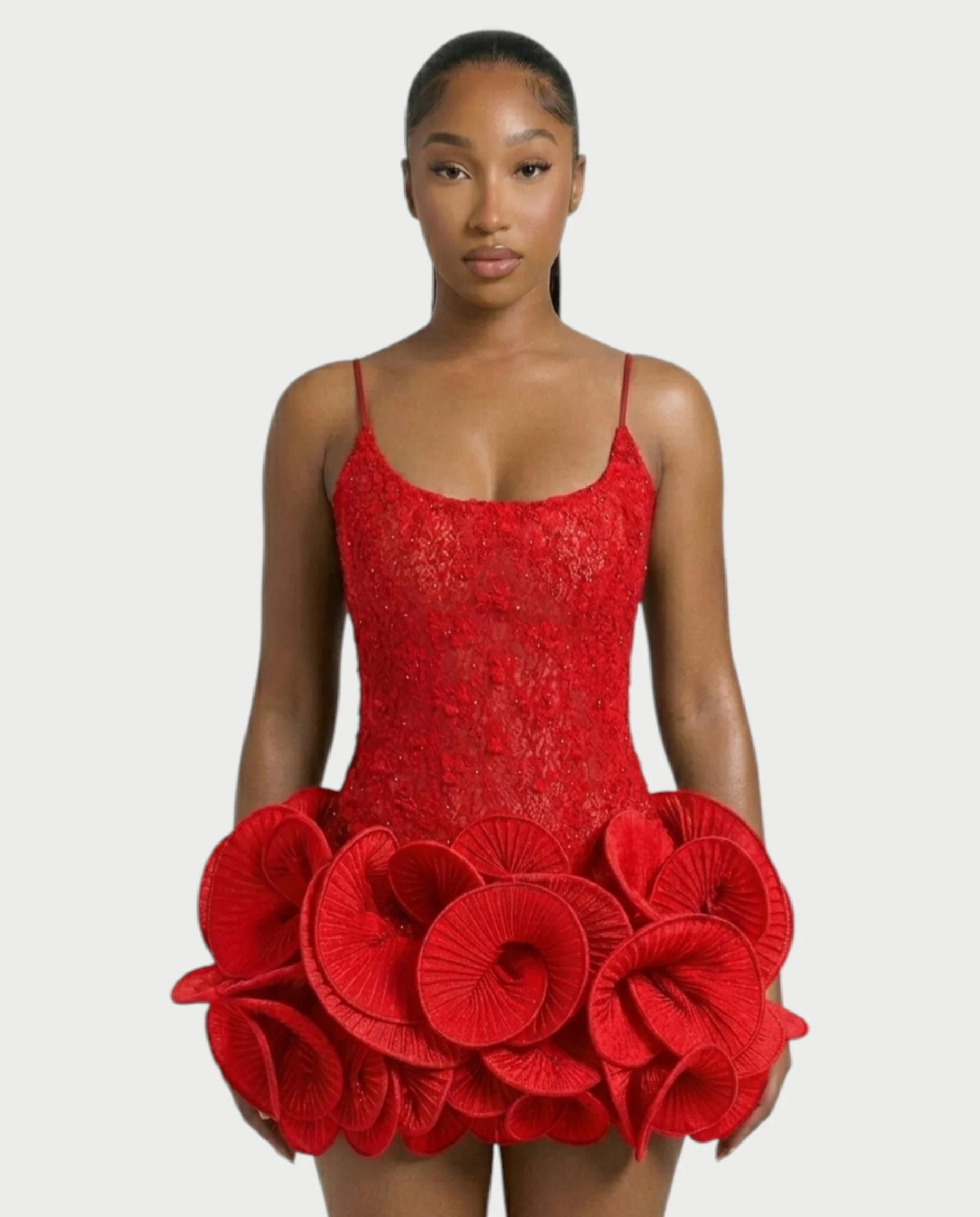 KOVA Flared Pleated Flounce Skirt Mini Dress - Image 4