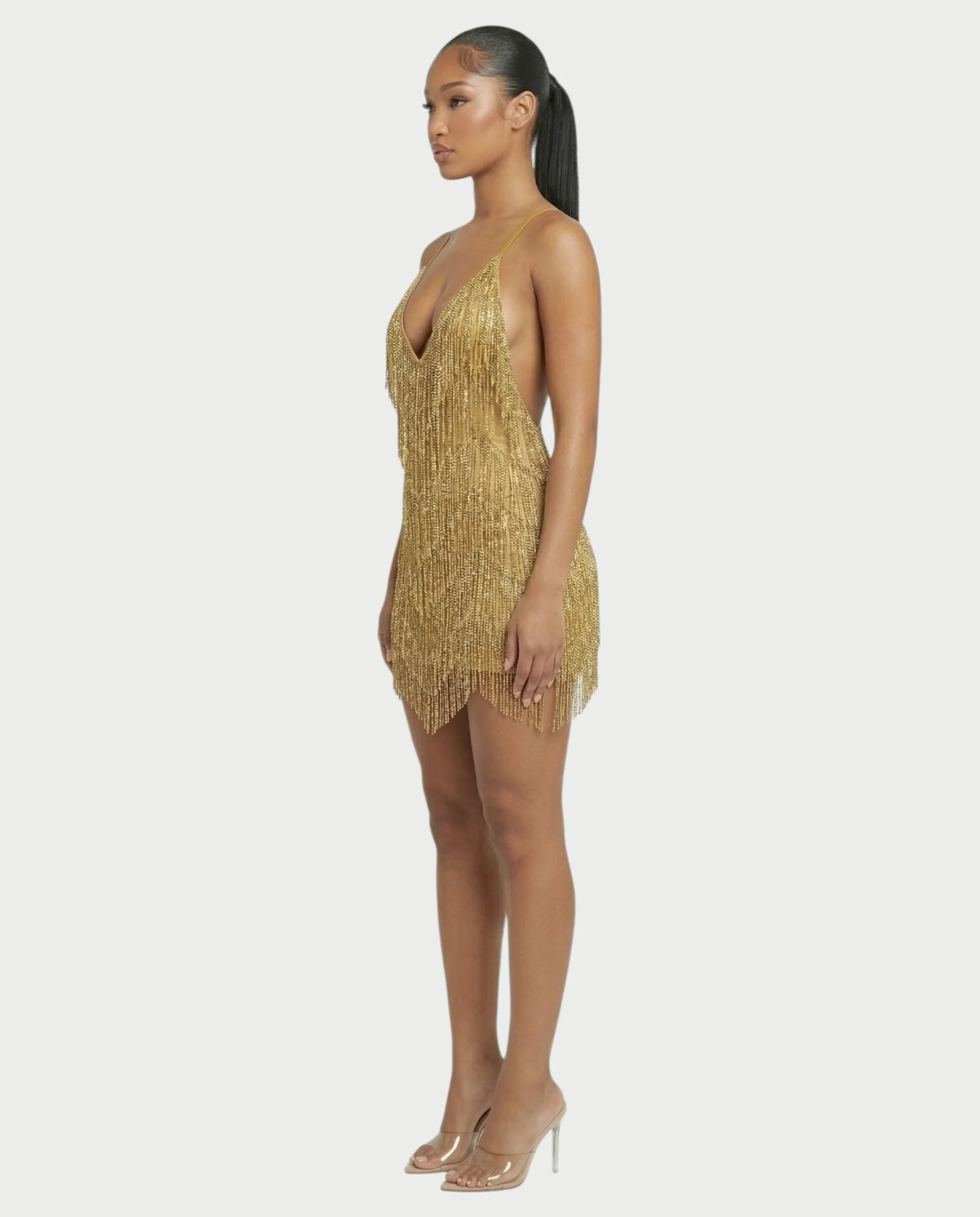 KRISSE Backless Crystal Diamond Tassel Mini Dress - Image 18