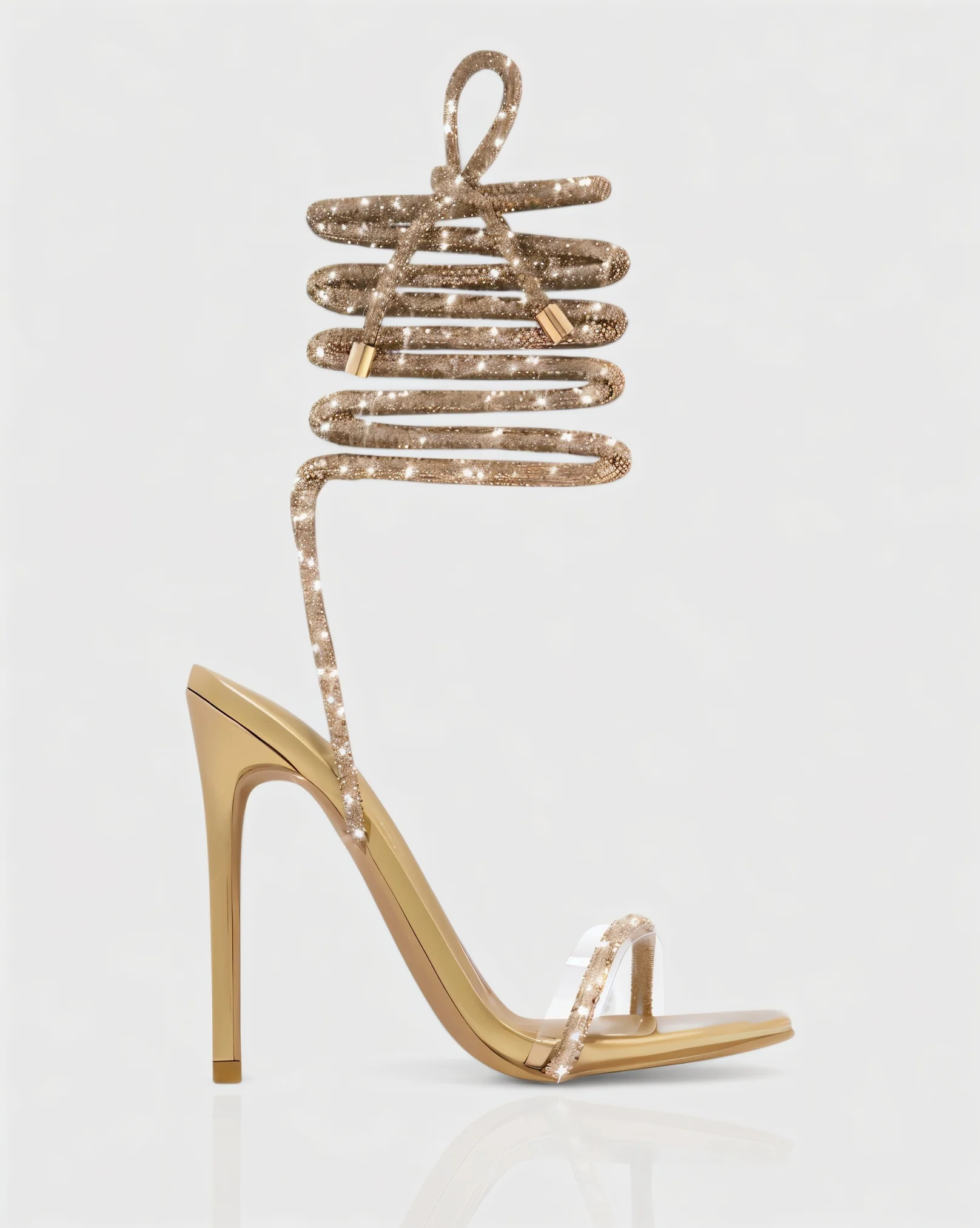 KYLIE Diamante Lace Up Square Toe High Heels - Image 4
