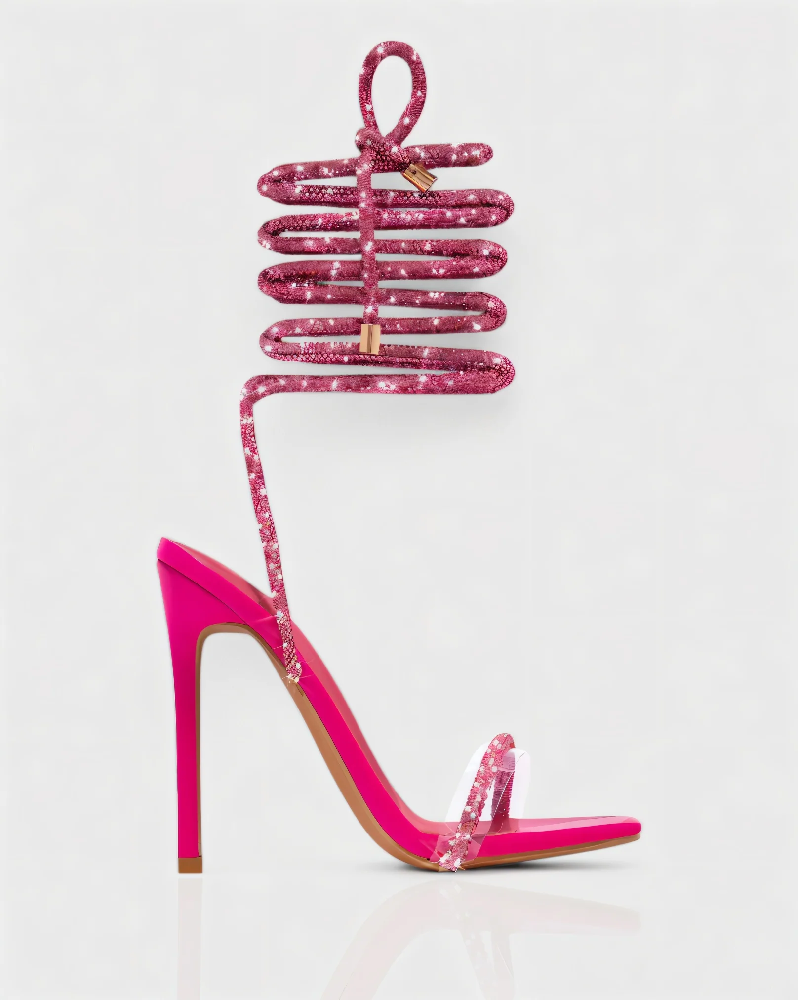 KYLIE Diamante Lace Up Square Toe High Heels - Image 8