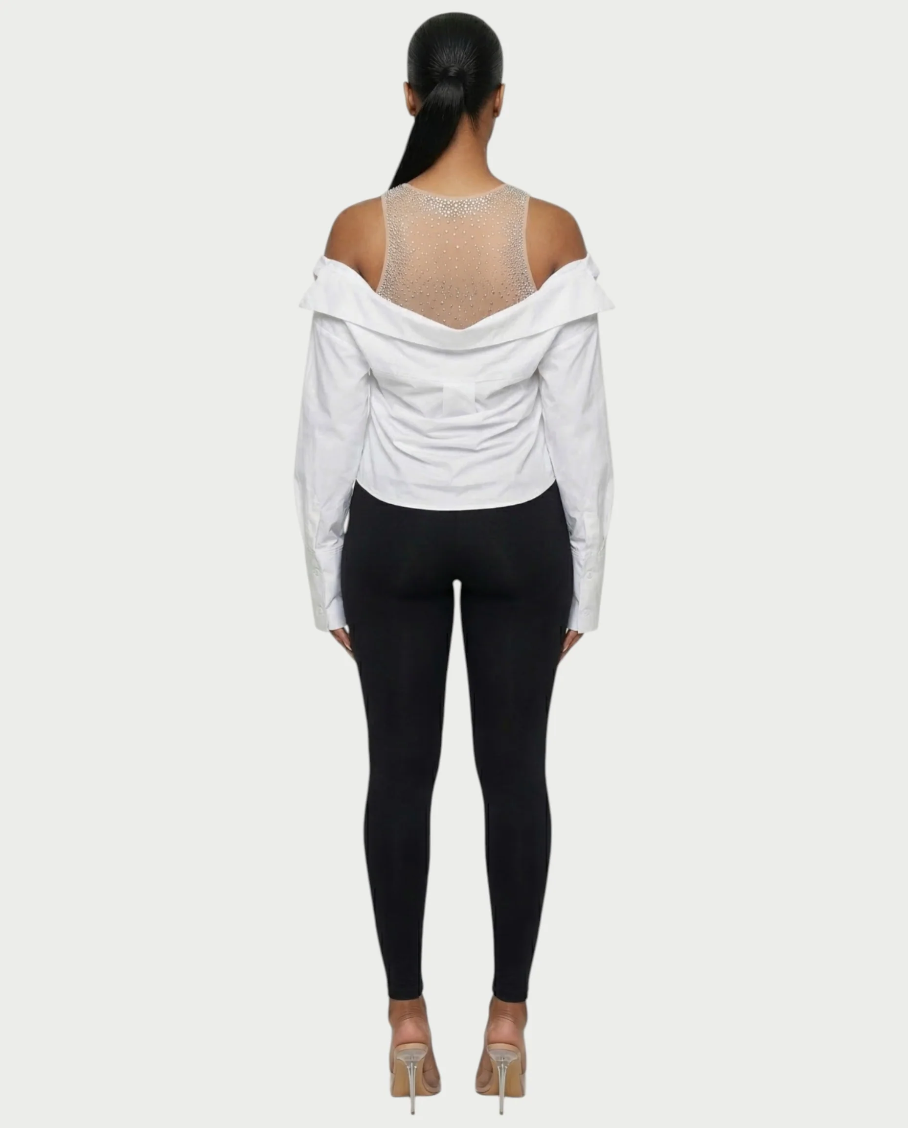 LAINE Off-Shoulder Rhinestone Shirt Top - Image 10