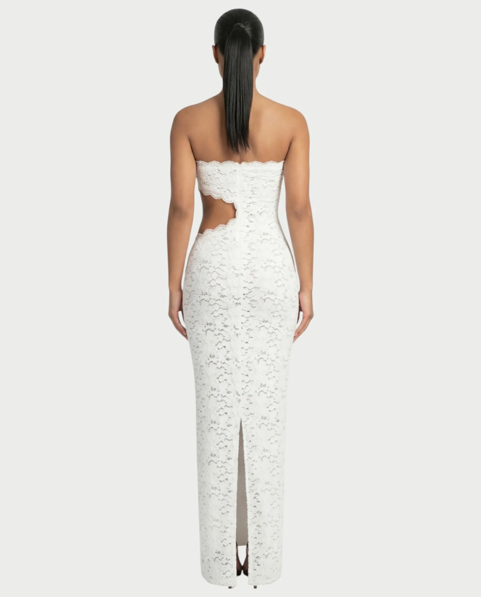 LAMINA Strapless Lace Cut-Out Maxi Dress - Image 2