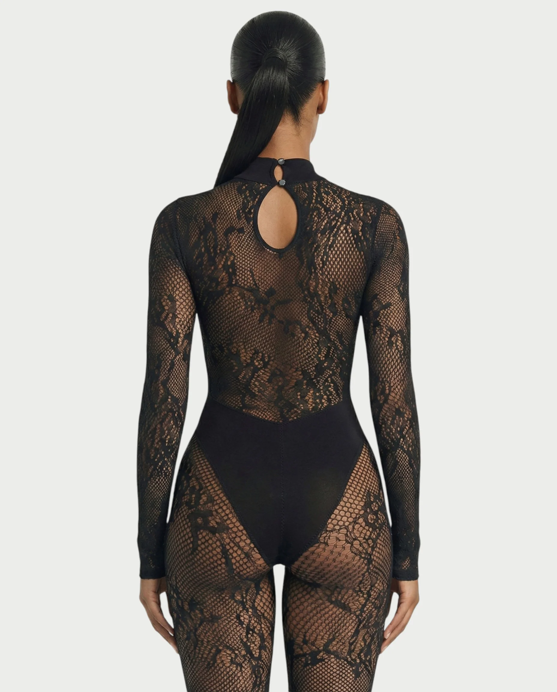 LARYA Sheer Lace Mesh Net Jumpsuit - Image 5