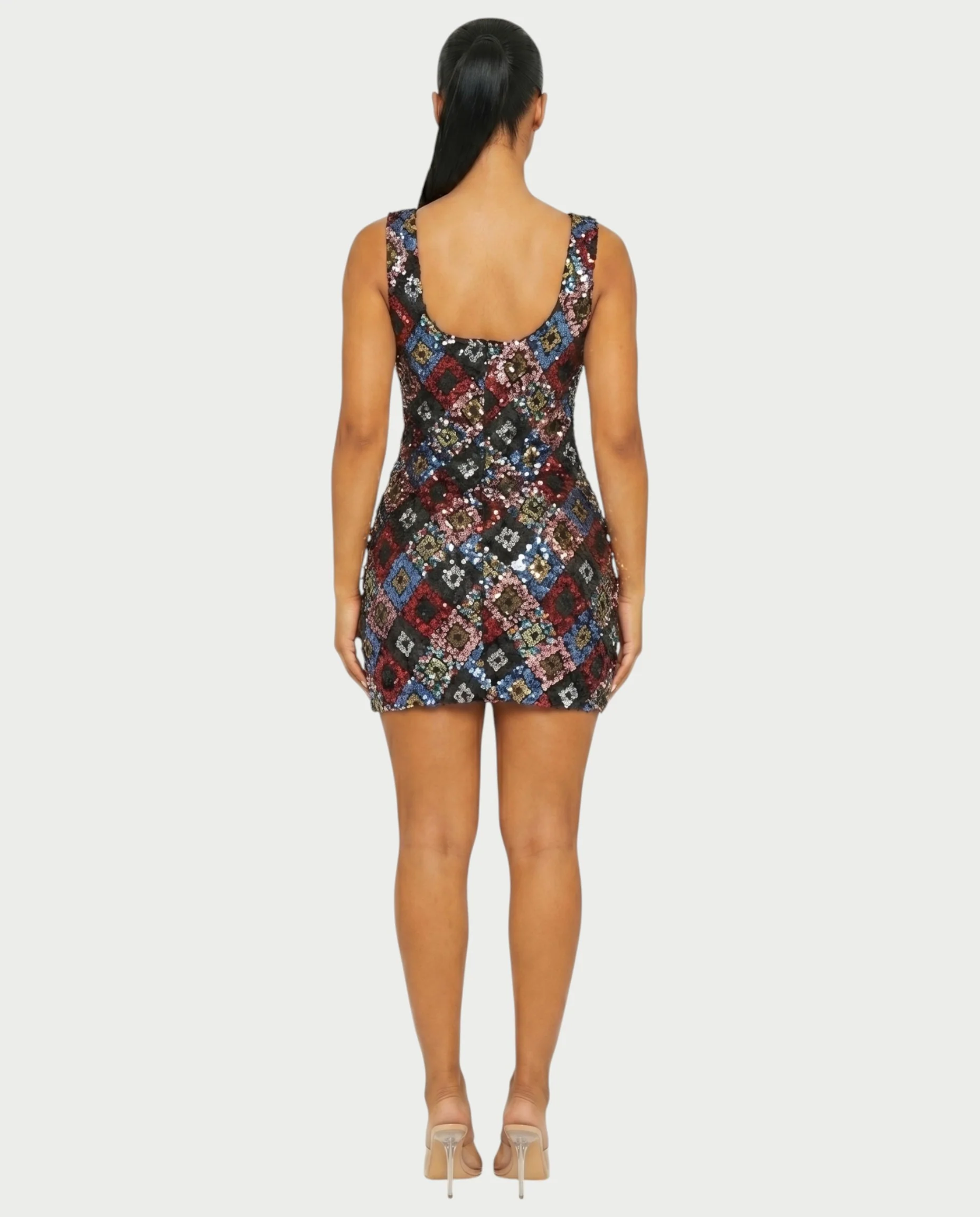 LAVINA Dark blue Sequin Diamond Bodycon Mini Dress - Image 2