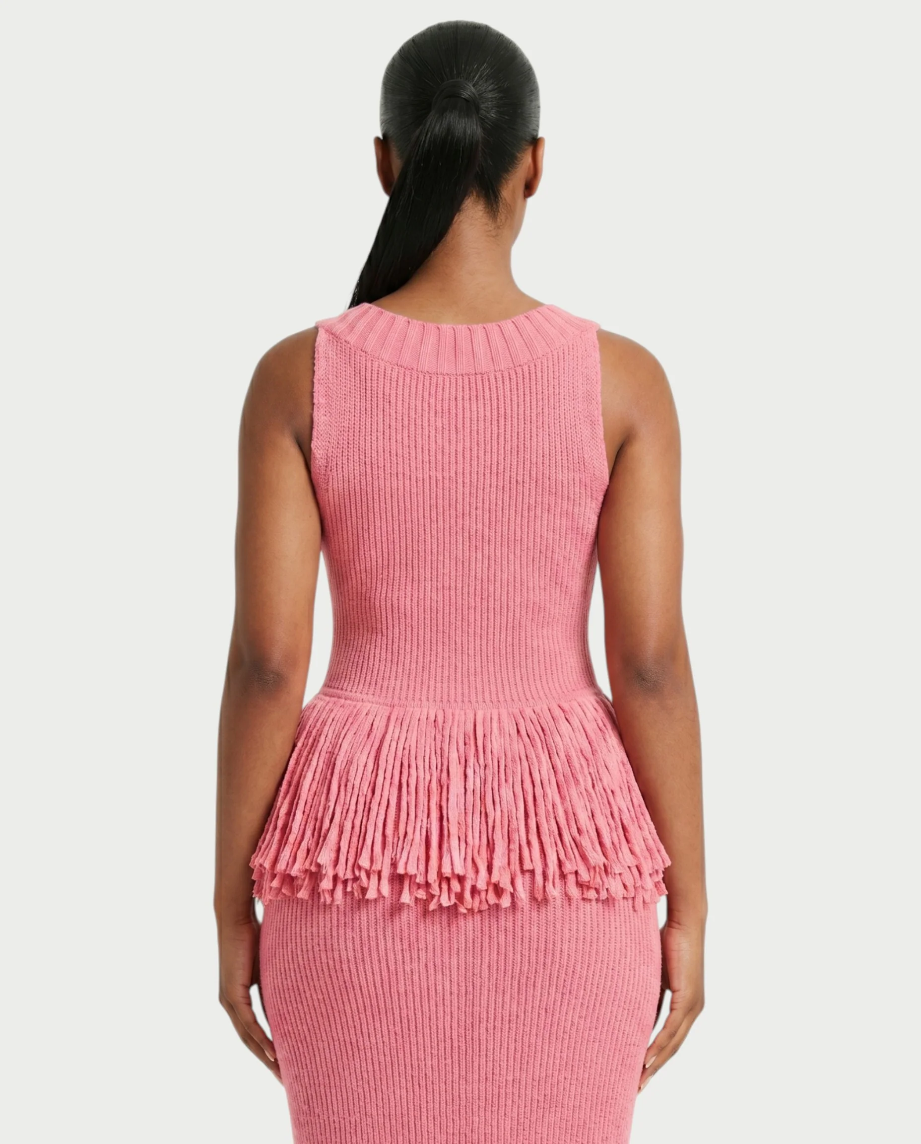 LENYA Ribbed Knit Peplum Fringe Maxi Dress - Image 5