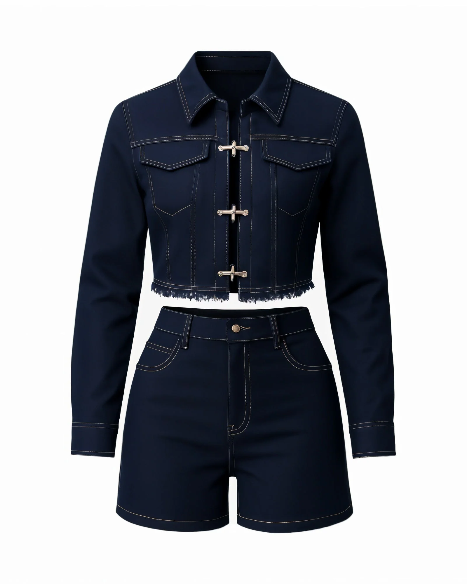 LILITH Cropped Denim Jacket & High-Waisted Shorts Set - Image 6