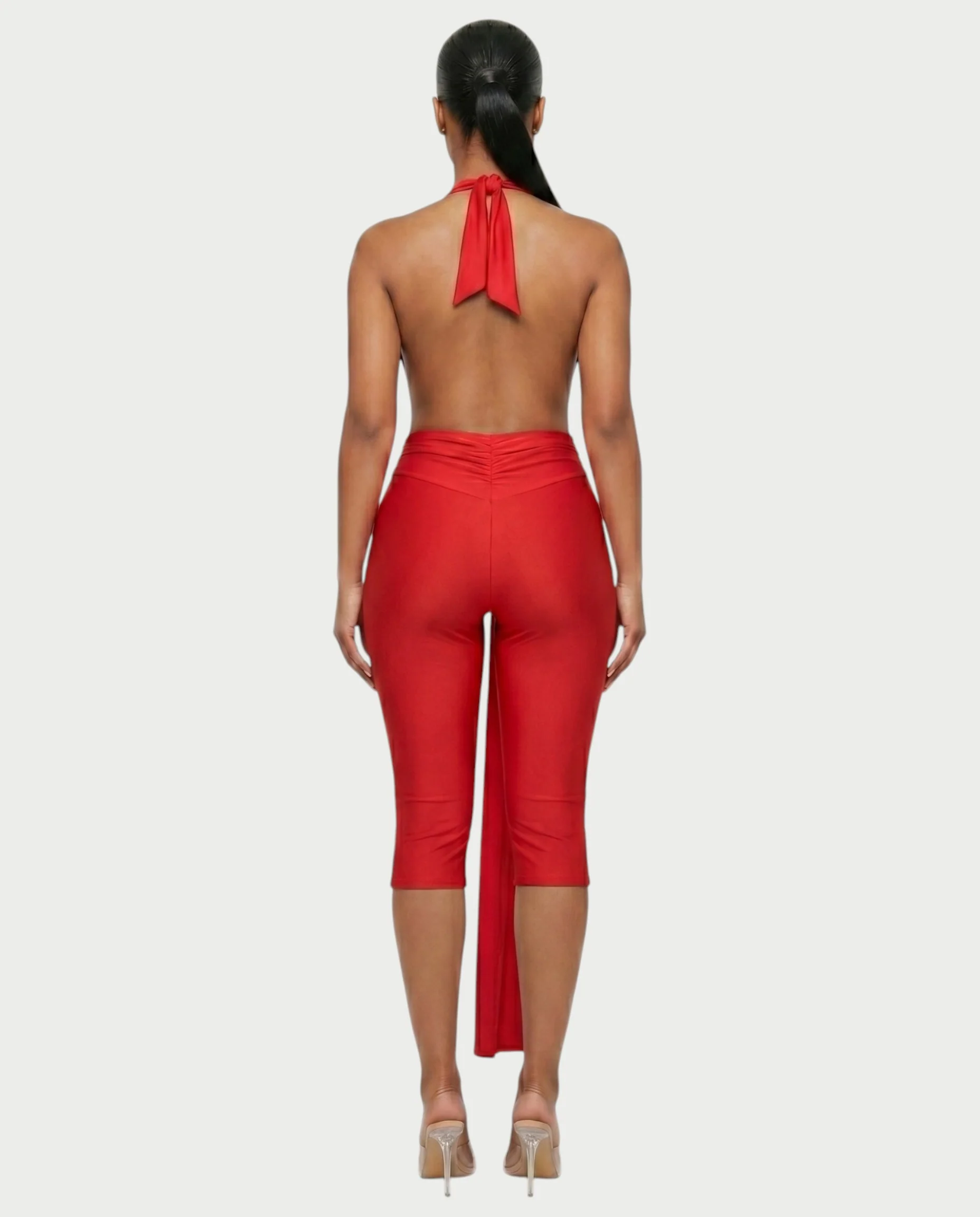 LINNA Plunging Halter Wrap Capri Romper - Image 7