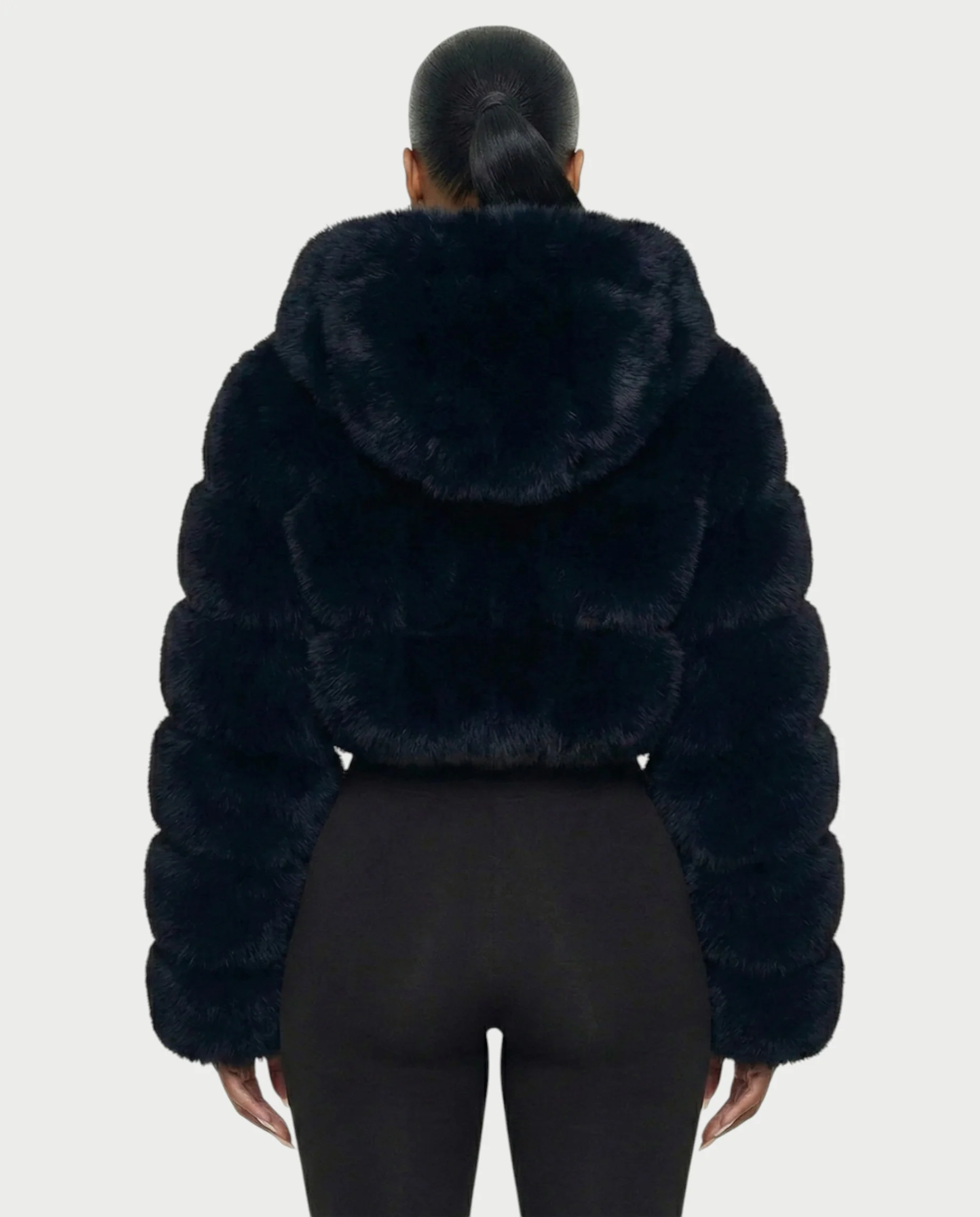 LIOREN Cropped Hooded Faux-Fur Puffer Jacket - Image 15
