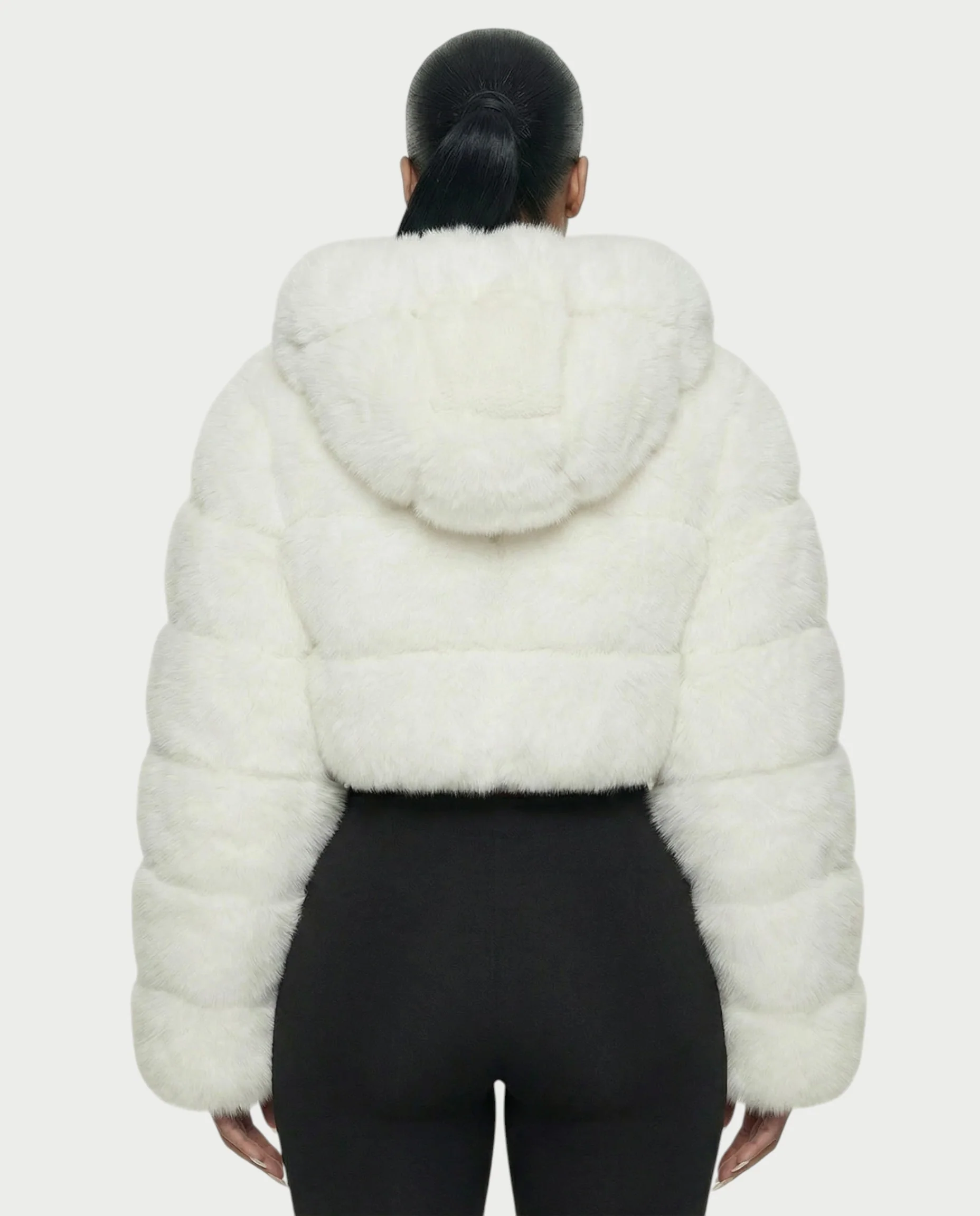 LIOREN Cropped Hooded Faux-Fur Puffer Jacket - Image 20