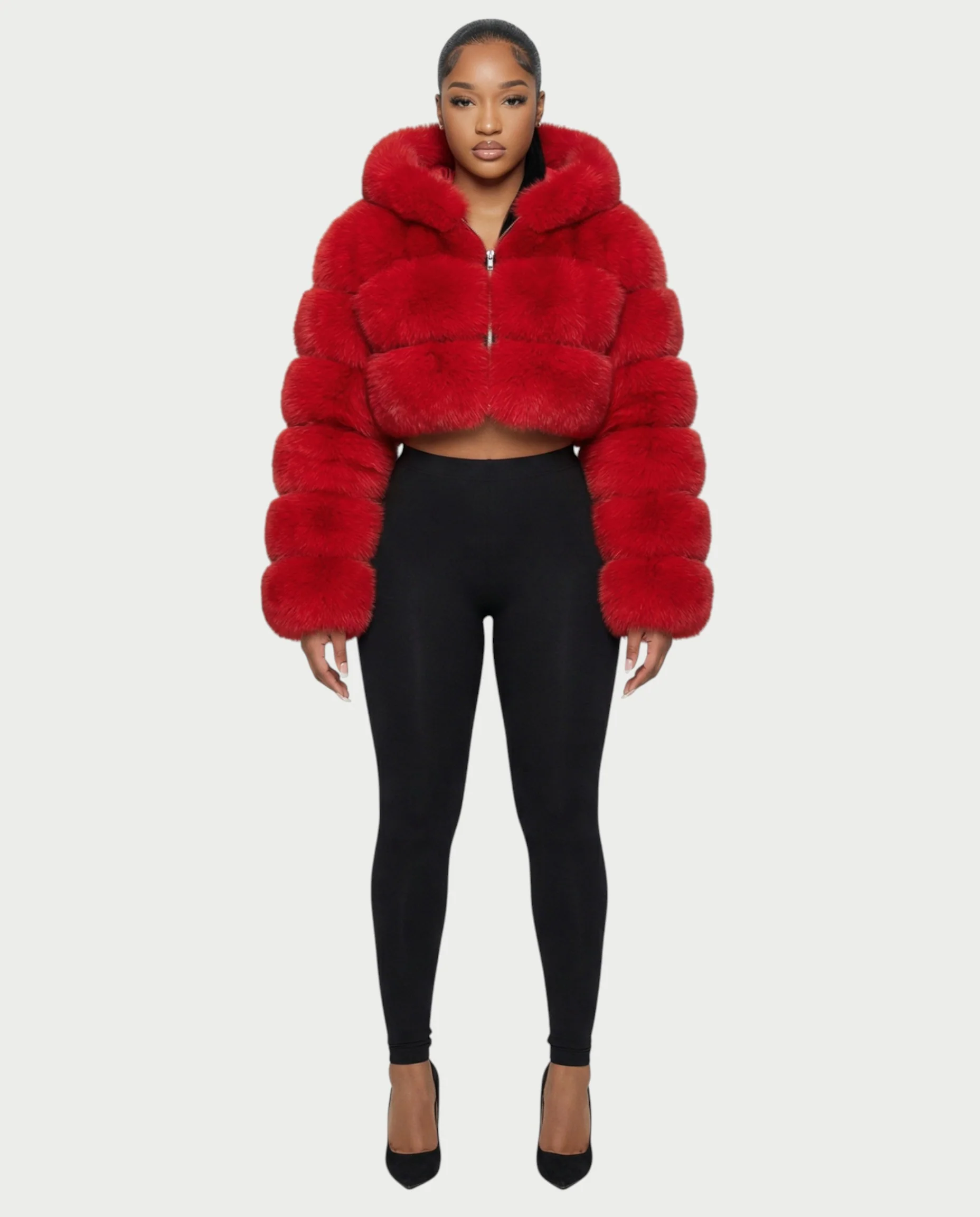 LIOREN Cropped Hooded Faux-Fur Puffer Jacket - Image 21