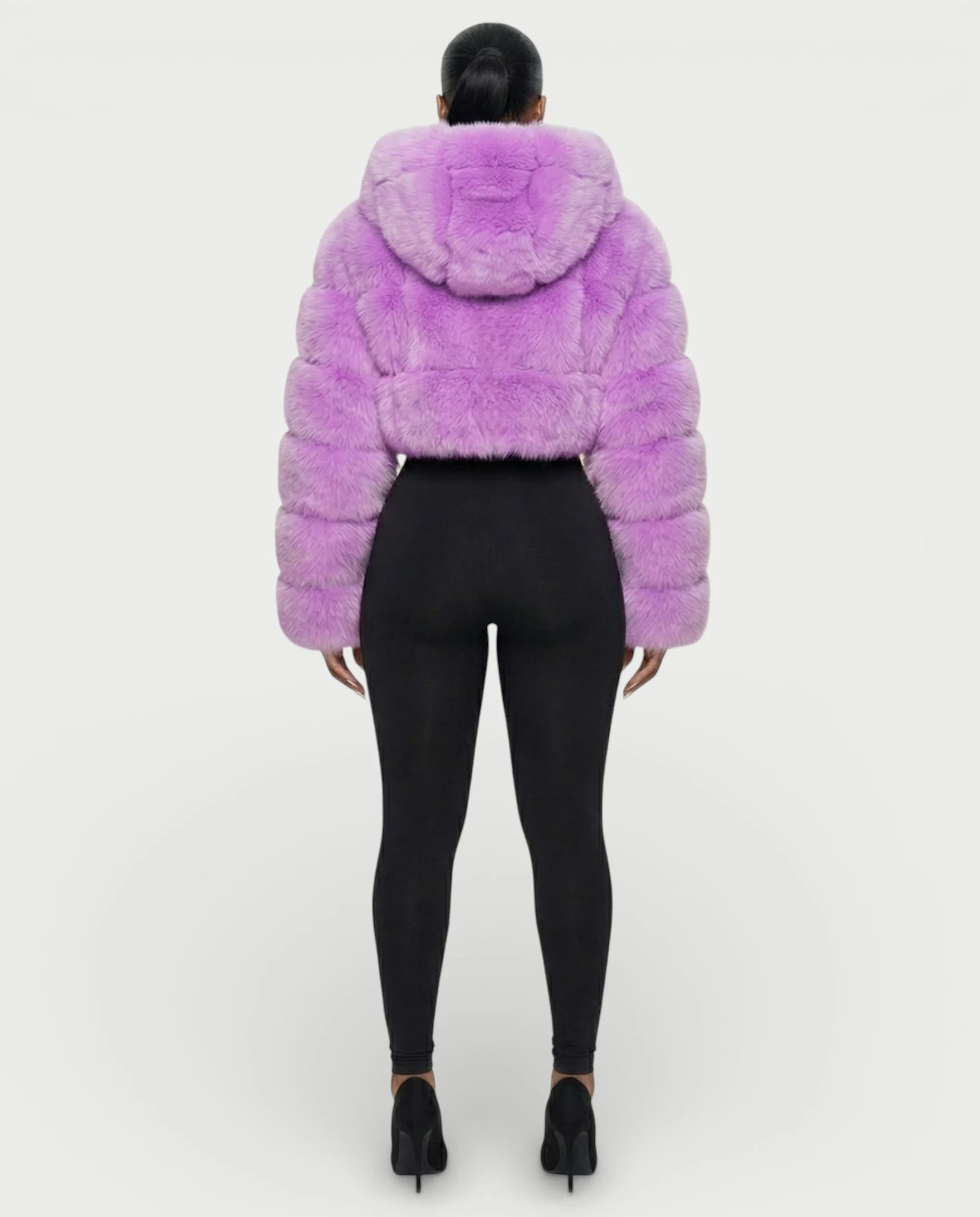 LIOREN Cropped Hooded Faux-Fur Puffer Jacket - Image 29
