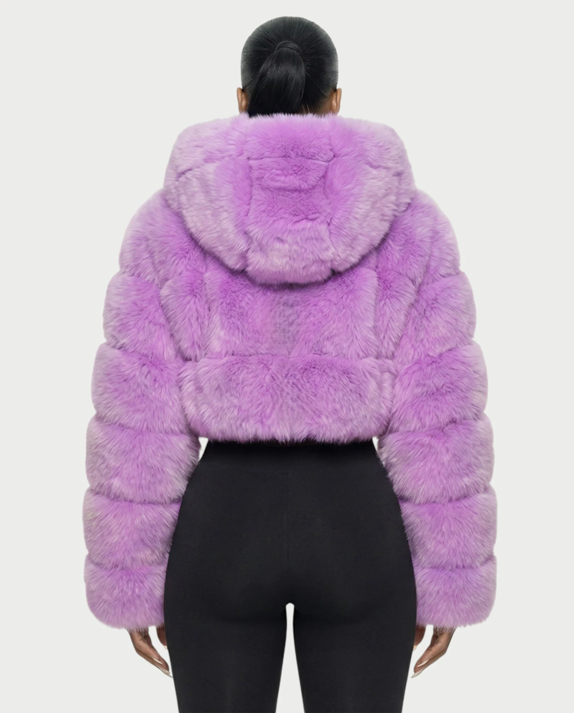 LIOREN Cropped Hooded Faux-Fur Puffer Jacket - Image 30