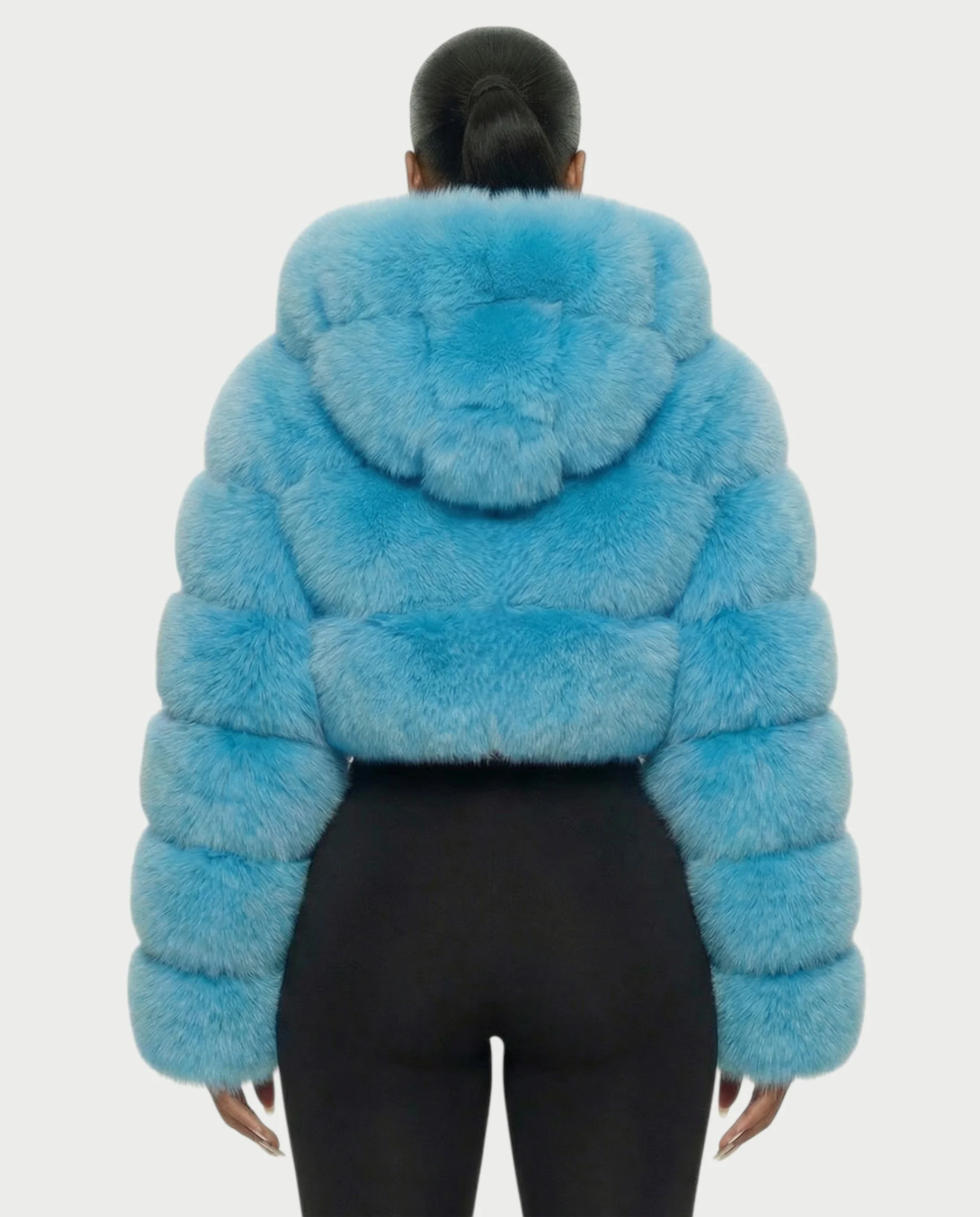 LIOREN Cropped Hooded Faux-Fur Puffer Jacket - Image 35