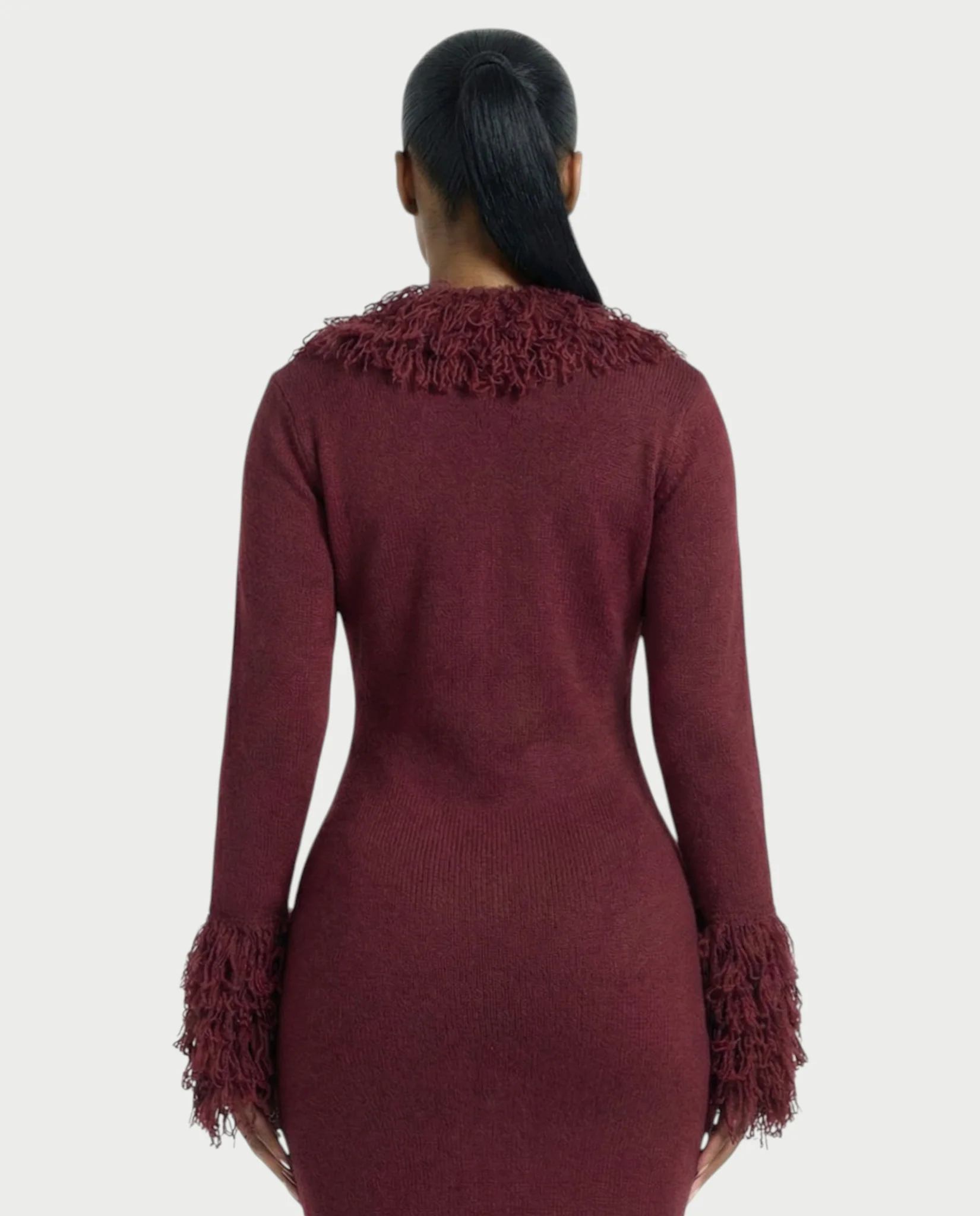 LIRRA Deep-Plunge Fringe Trim Midi Dress - Image 5