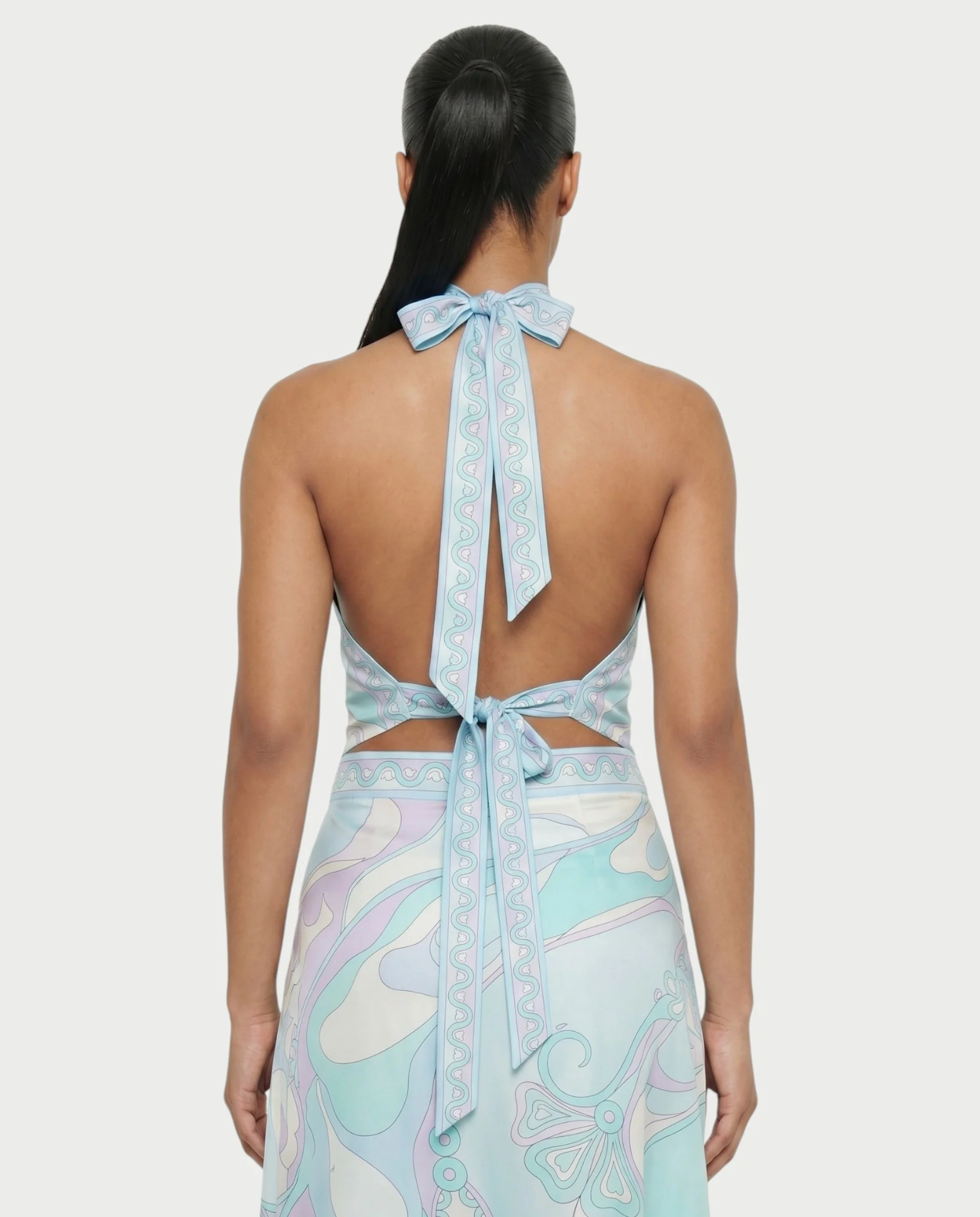 LOLINA Abstract Print Halter Top & Asymmetrical Skirt Set - Image 11
