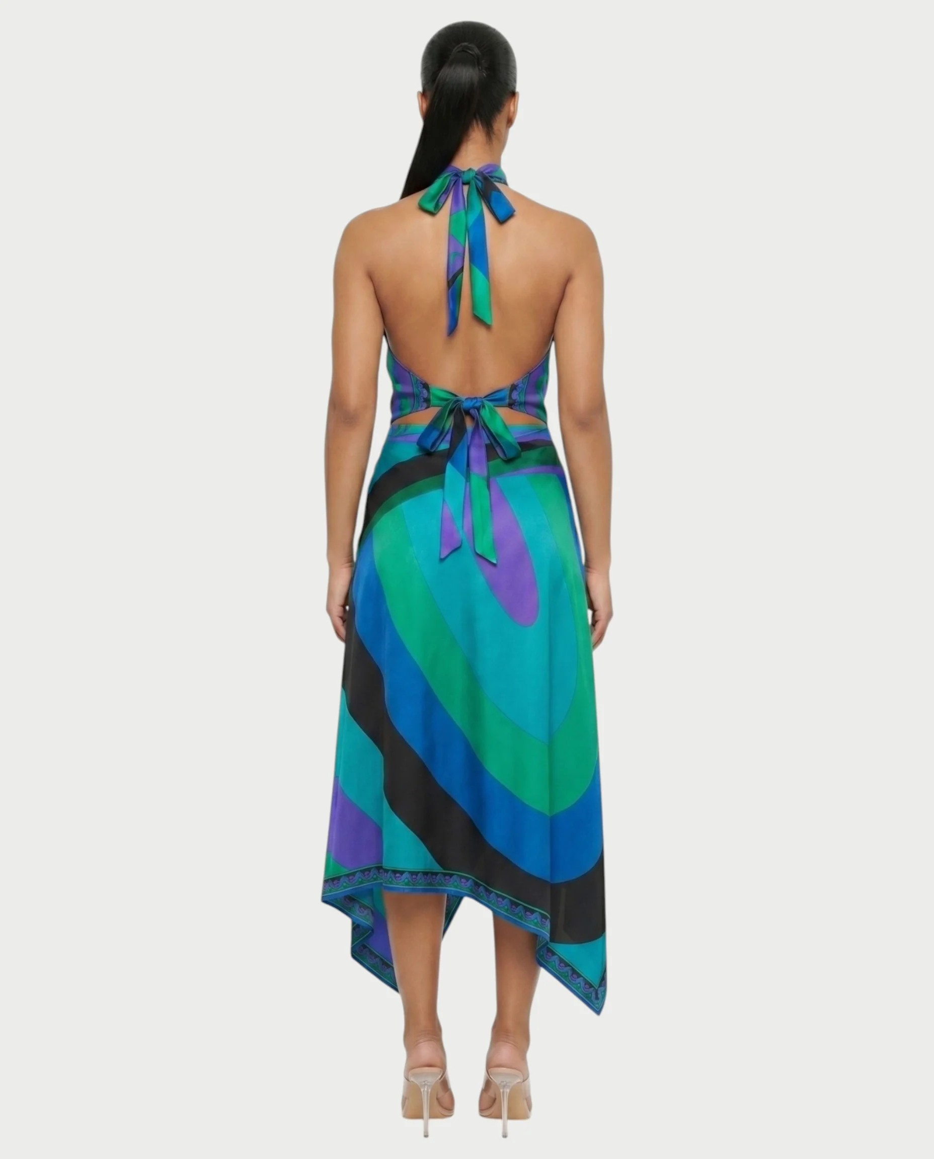 LOLINA Abstract Print Halter Top & Asymmetrical Skirt Set - Image 14