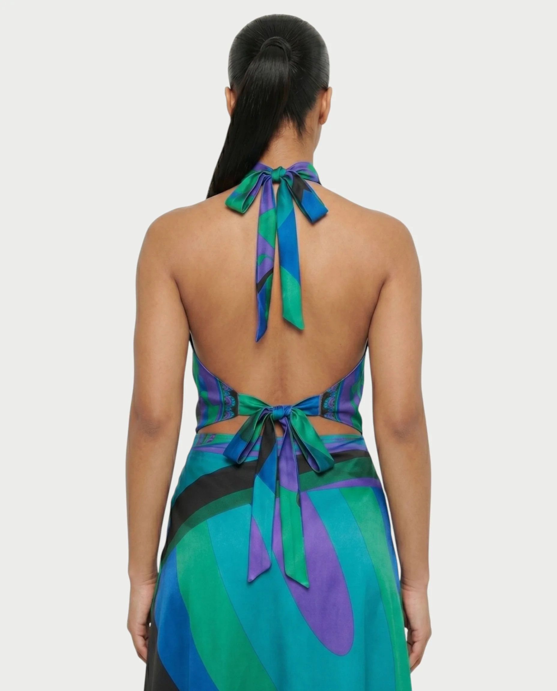 LOLINA Abstract Print Halter Top & Asymmetrical Skirt Set - Image 17