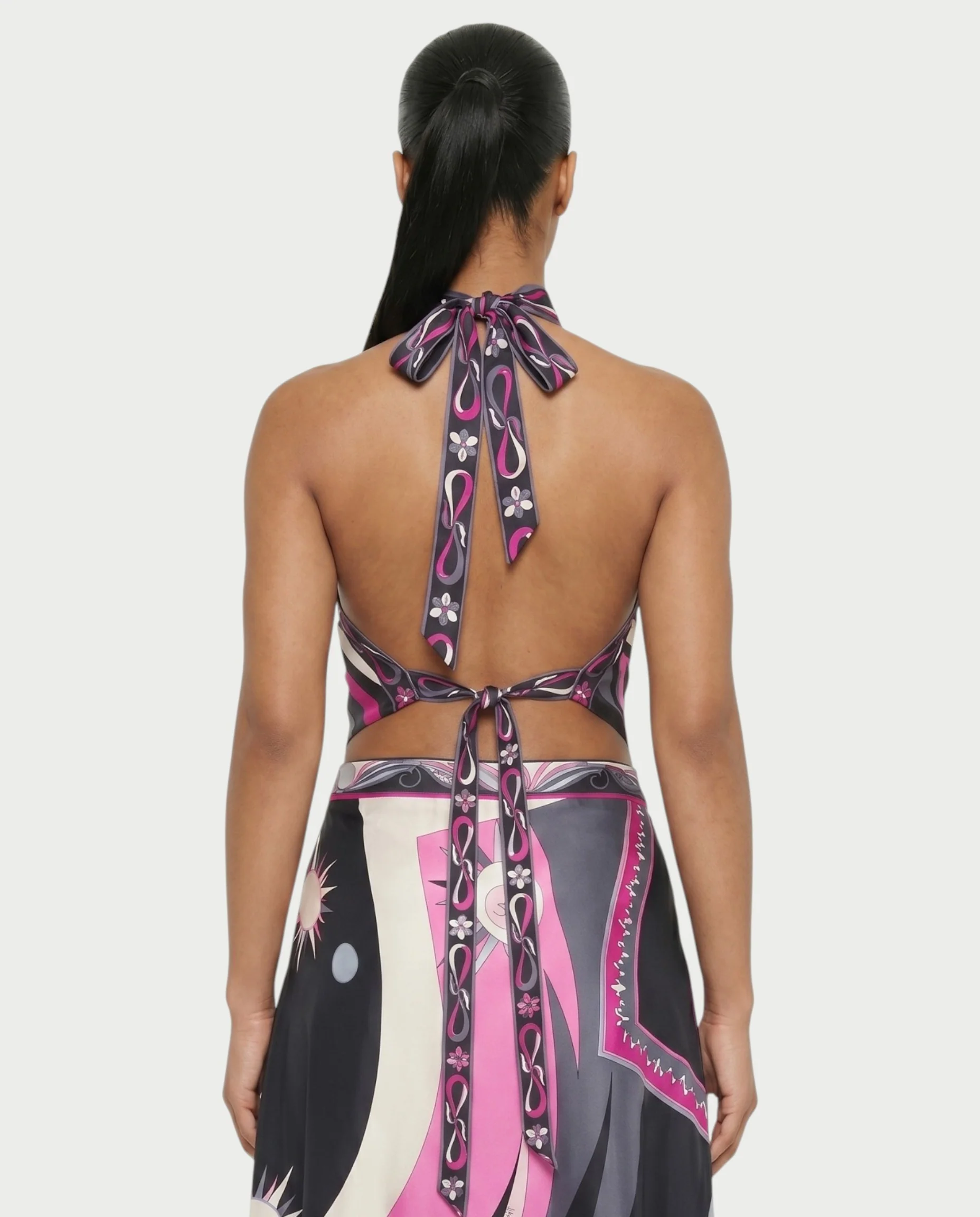 LOLINA Abstract Print Halter Top & Asymmetrical Skirt Set - Image 5