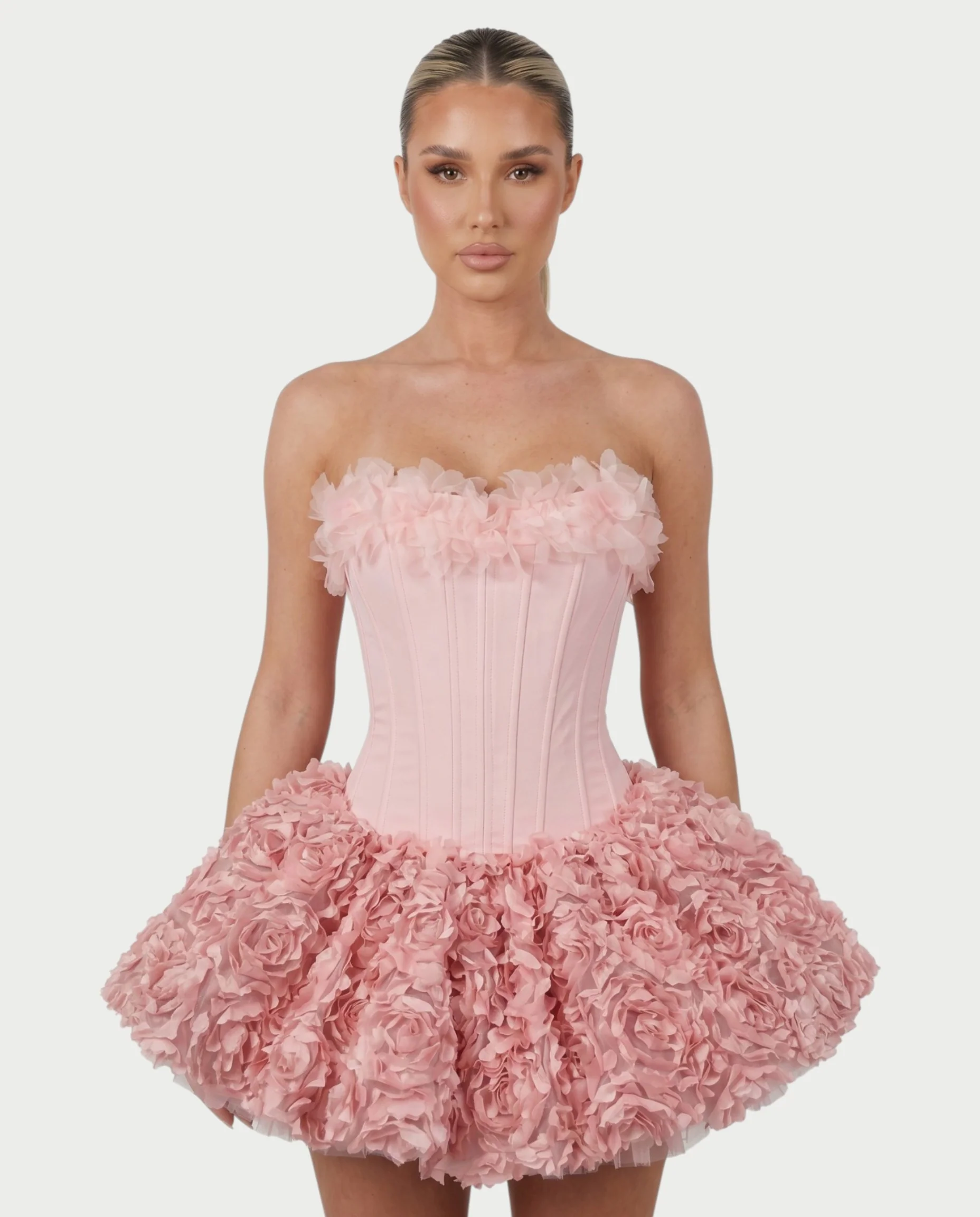 LONEYA Floral Strapless Ruffle Mini Dress - Image 14