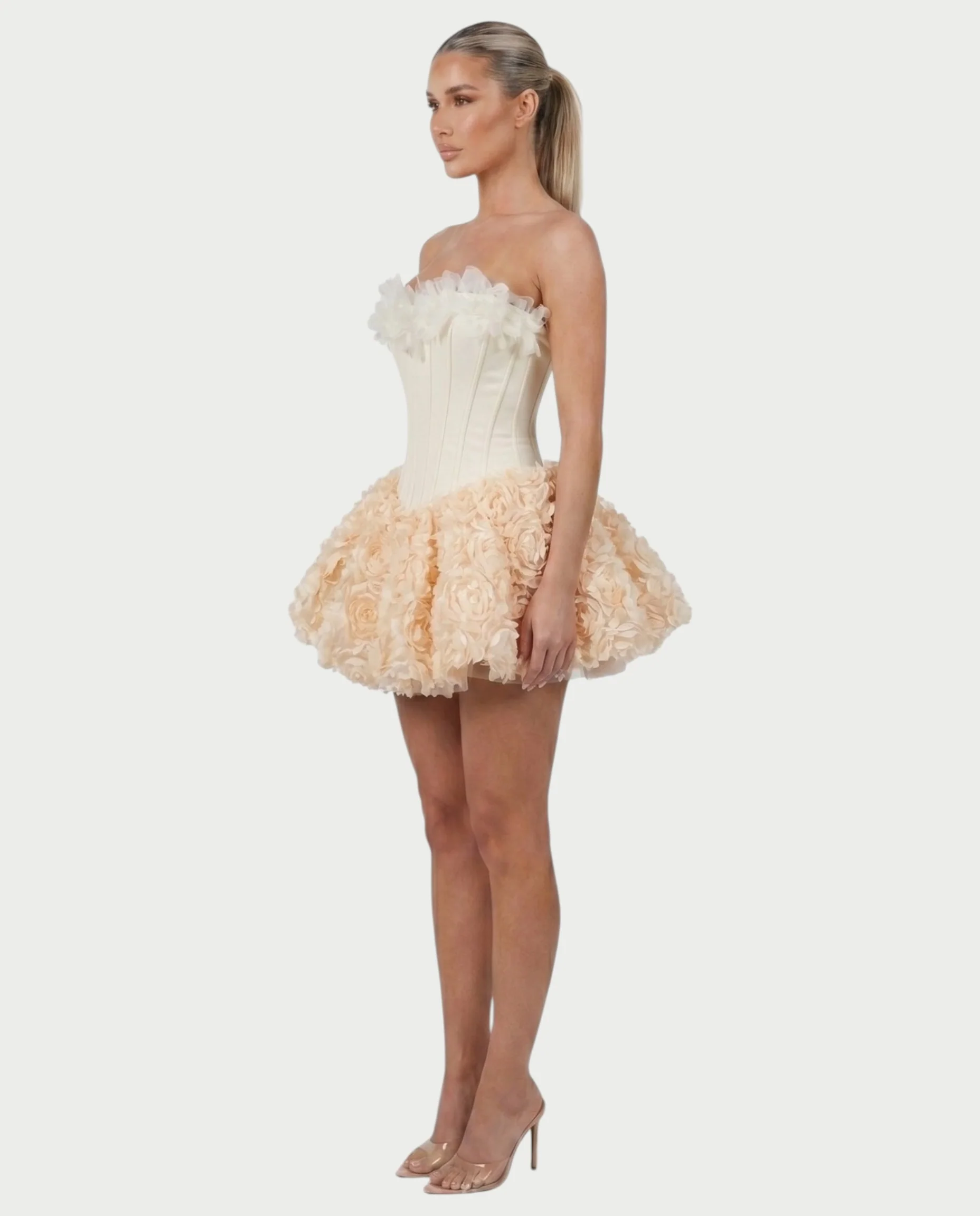 LONEYA Floral Strapless Ruffle Mini Dress - Image 23