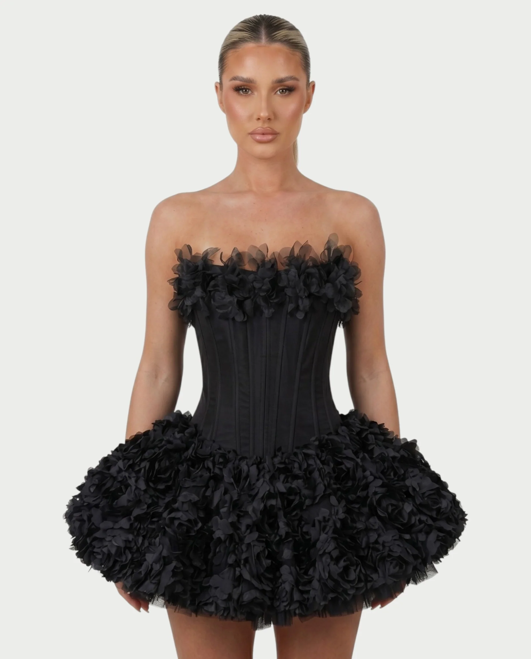 LONEYA Floral Strapless Ruffle Mini Dress - Image 9