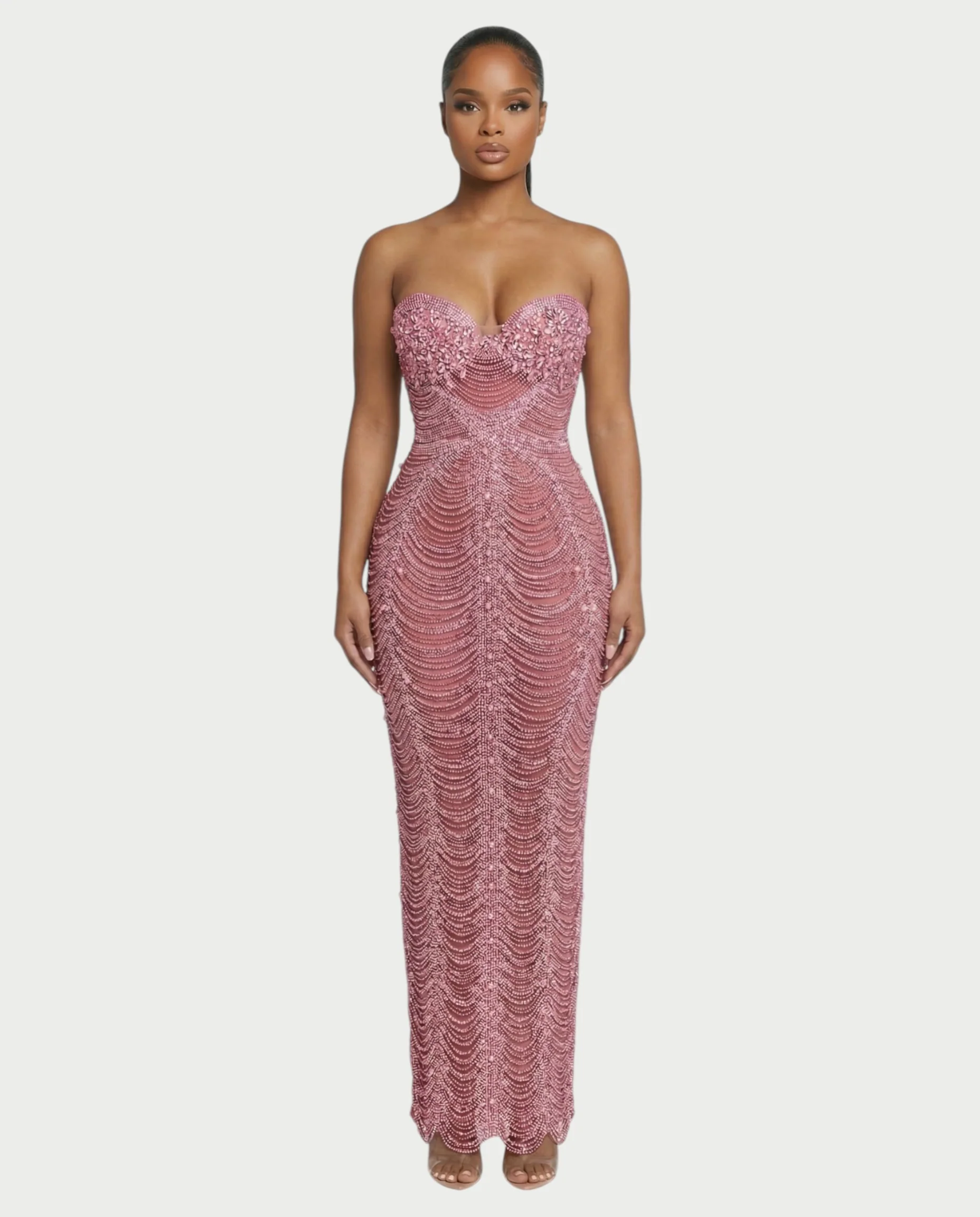 LORIN Crystal Chain Lace-Up Back Maxi Dress - Image 6