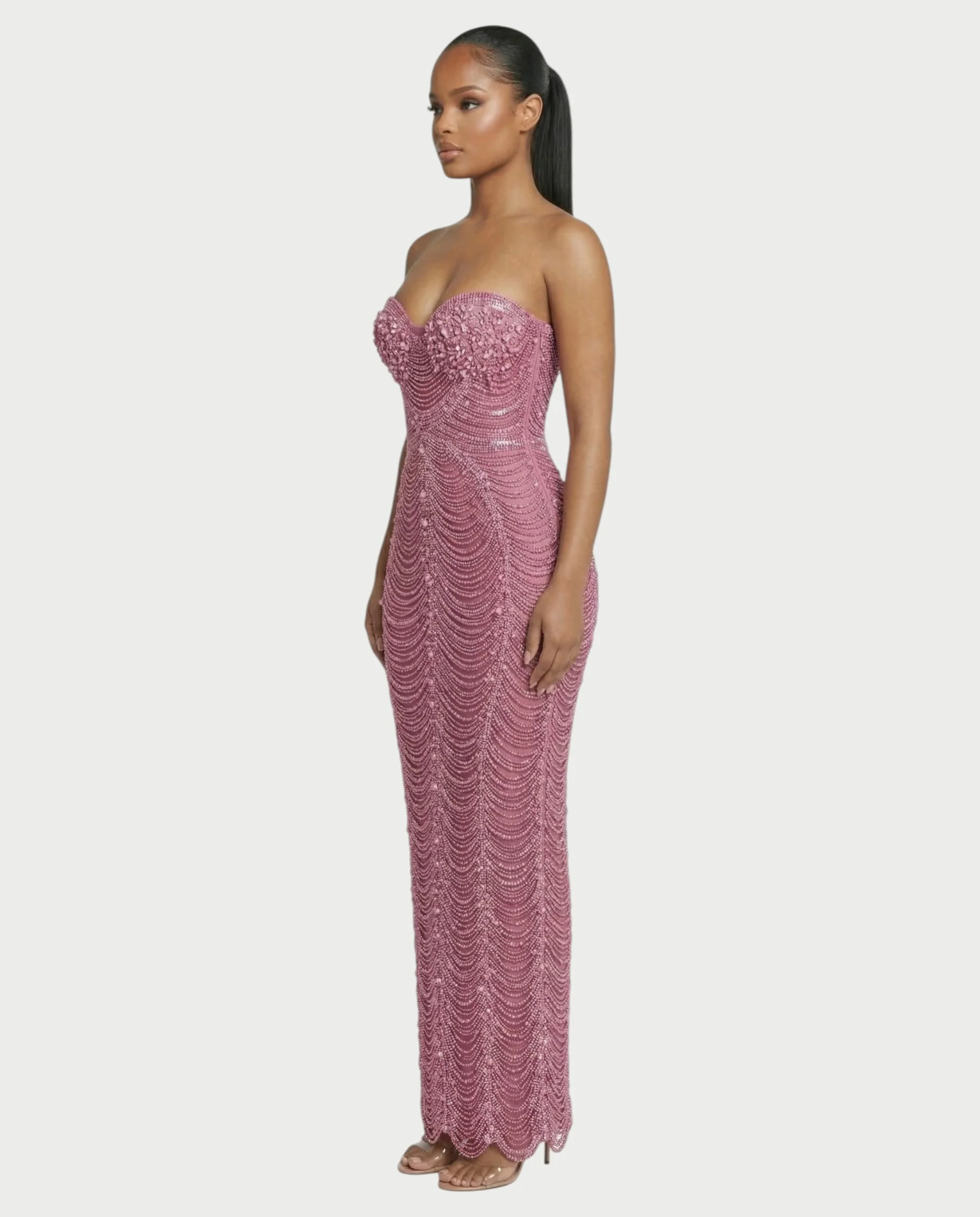 LORIN Crystal Chain Lace-Up Back Maxi Dress - Image 8