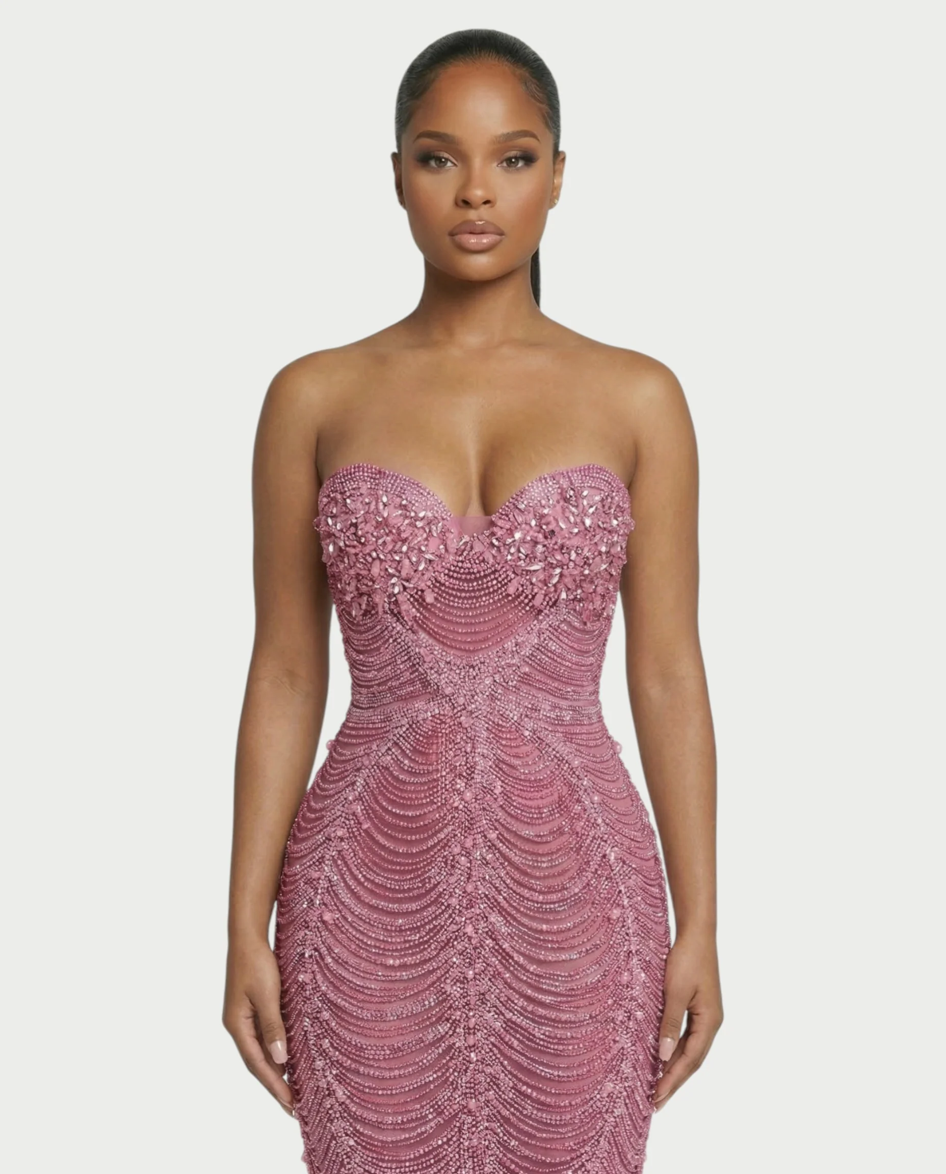 LORIN Crystal Chain Lace-Up Back Maxi Dress - Image 9