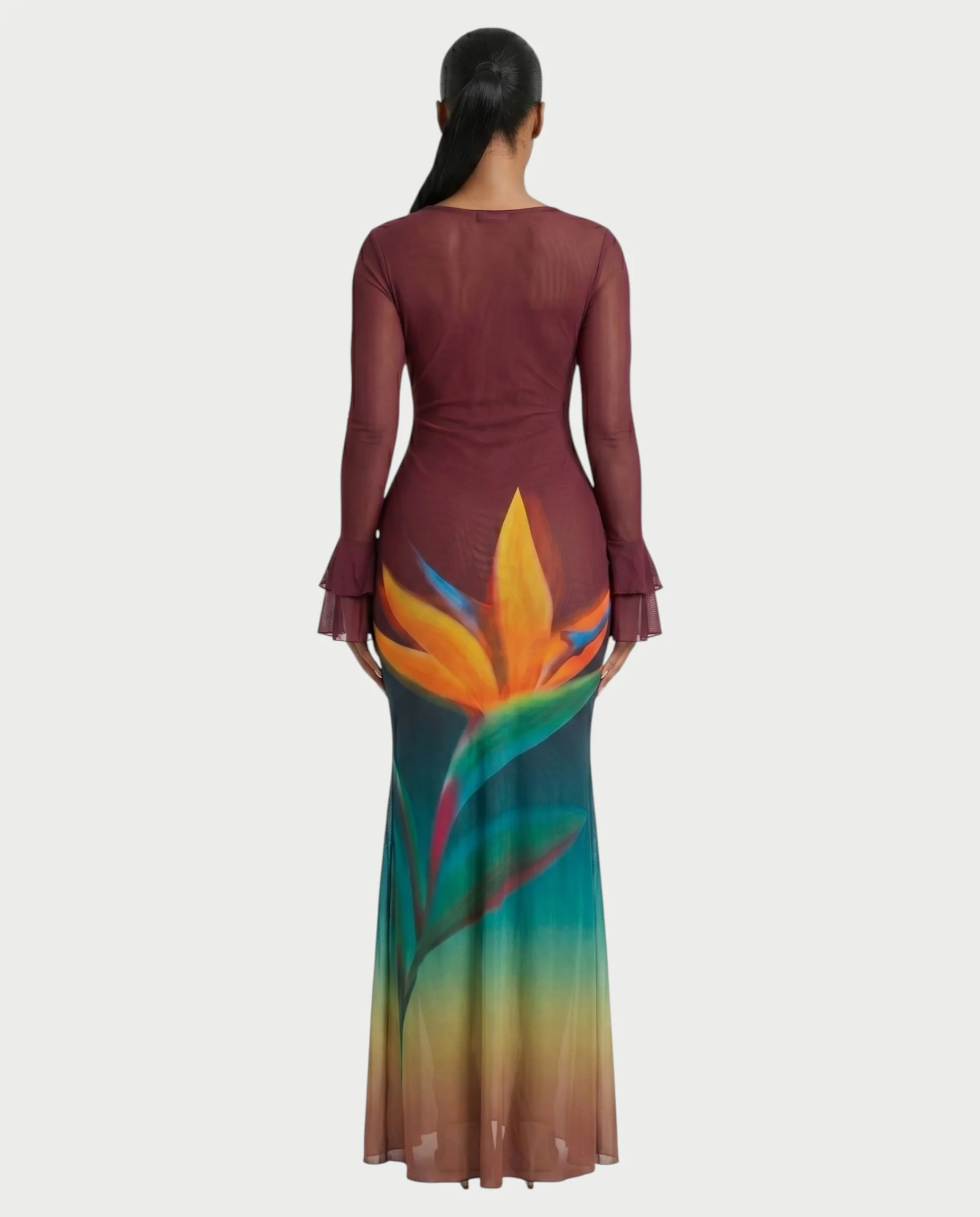 LORISSE Ruffle Trim Floral Maxi Dress - Image 2