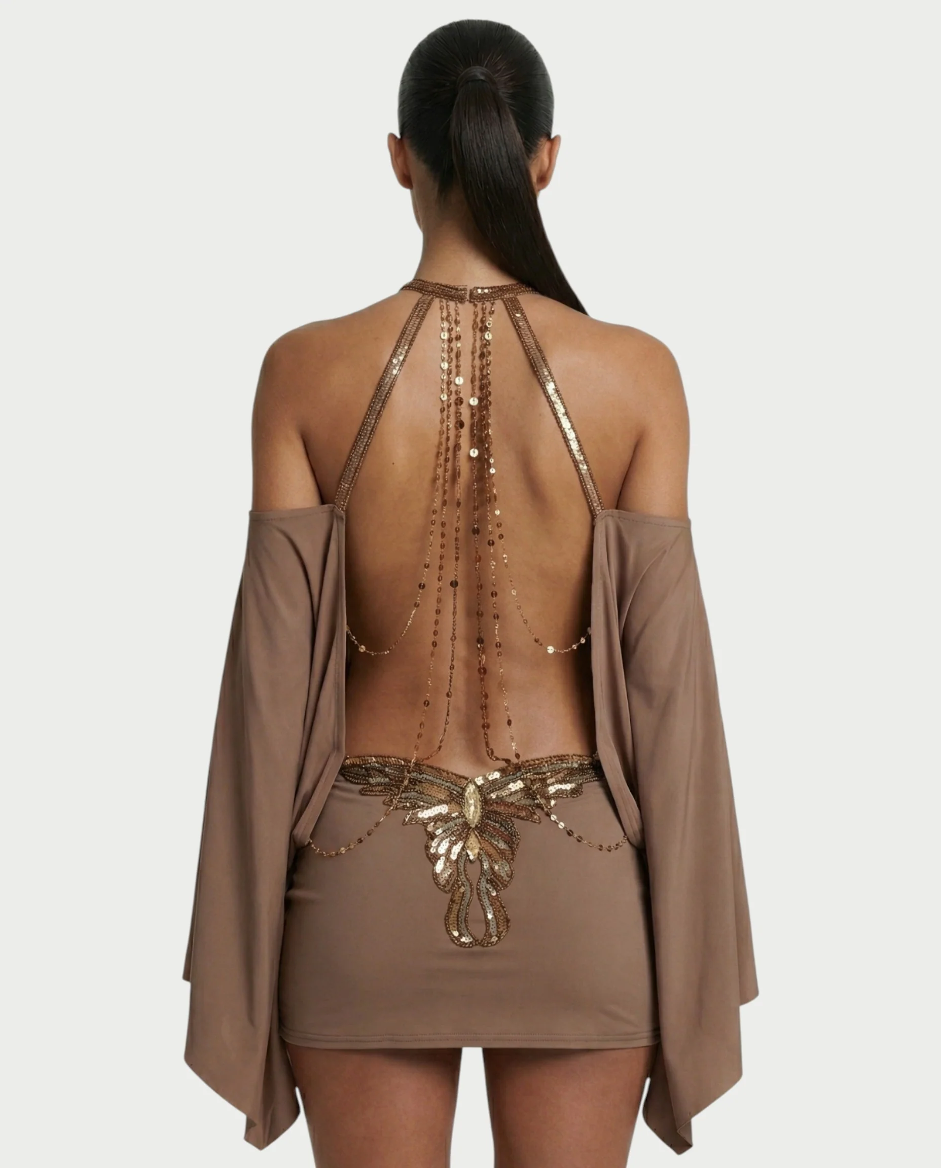 LOWEN Embellished Butterfly Backless Mini Dress - Image 4