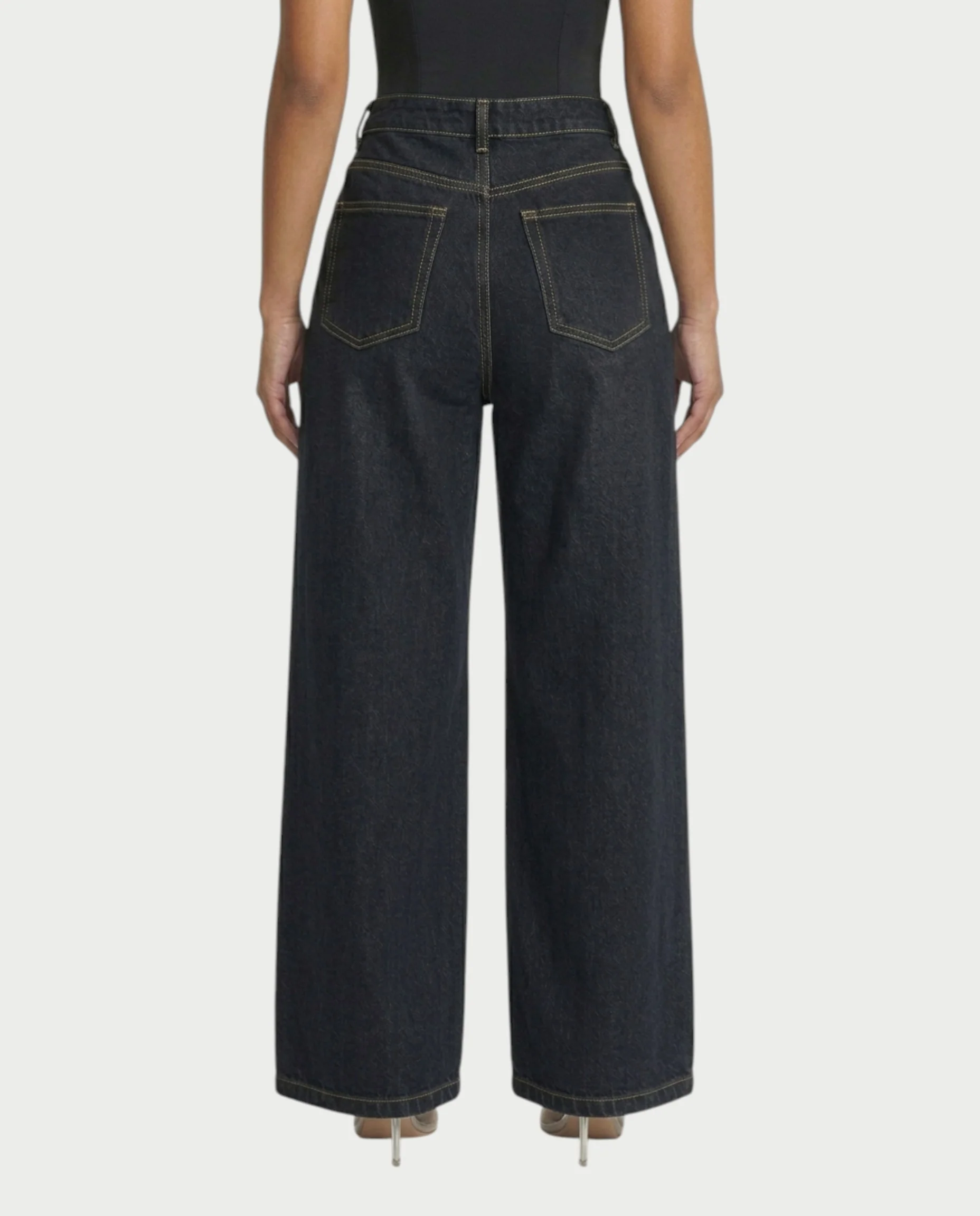 LUNARIA Wide-Leg Gold Motif Denim Pants - Image 5