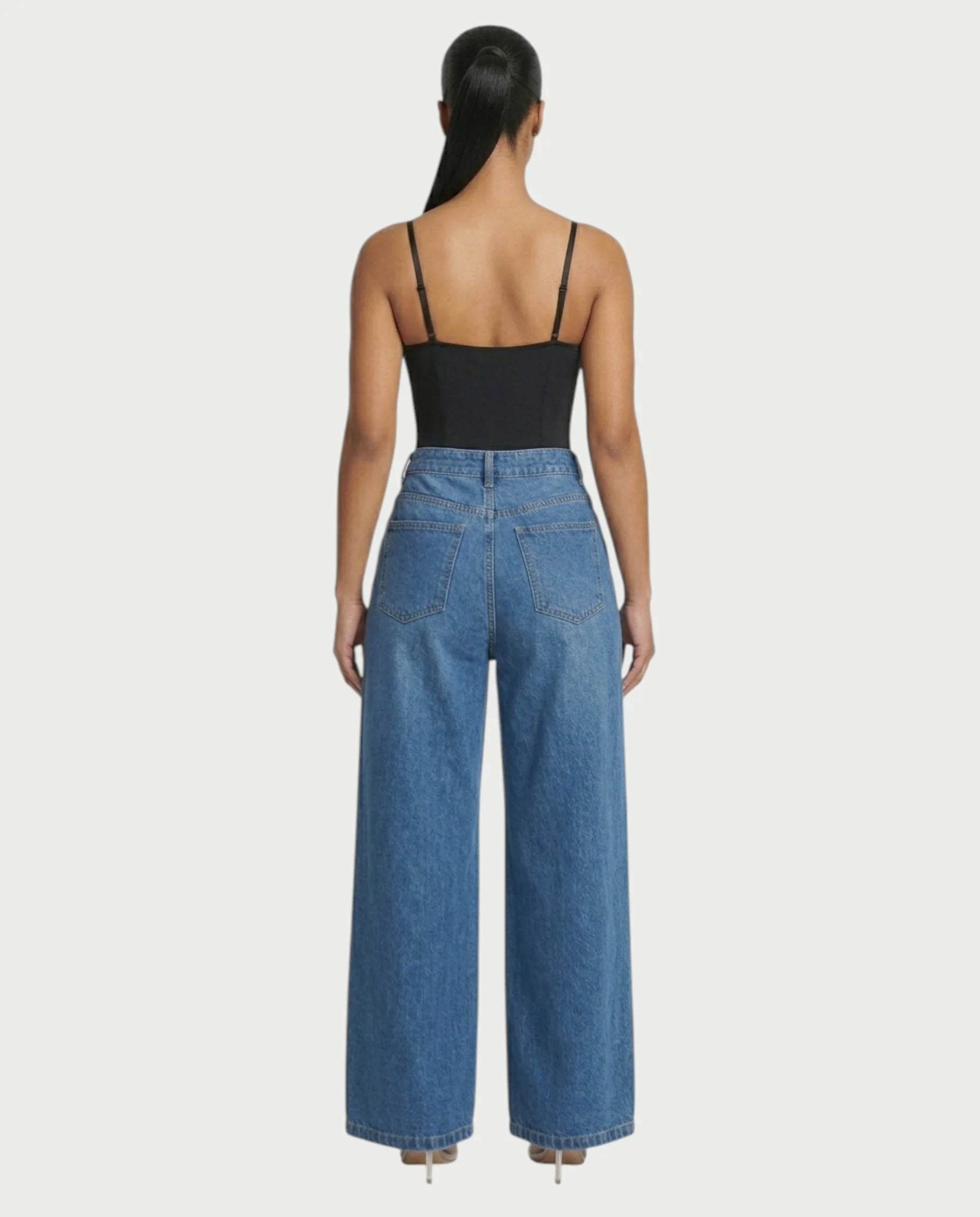 LUNARIA Wide-Leg Gold Motif Denim Pants - Image 7