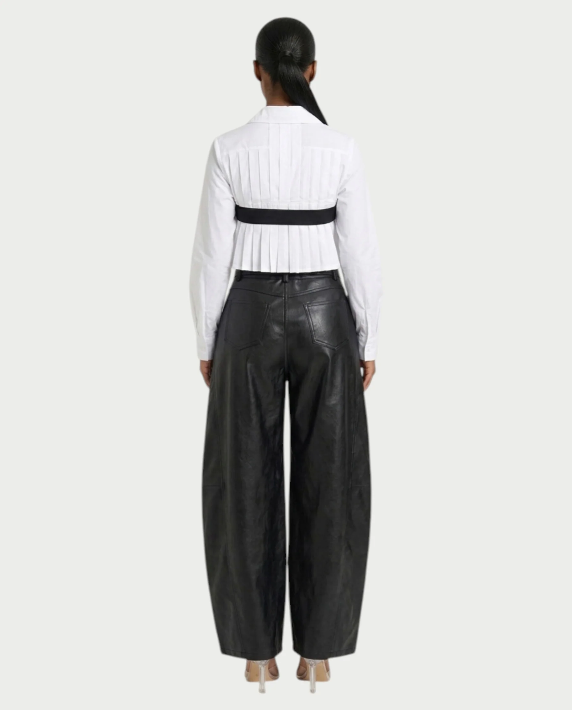 LUVIRA Two-Tone Denim & Faux Leather Pants - Image 2