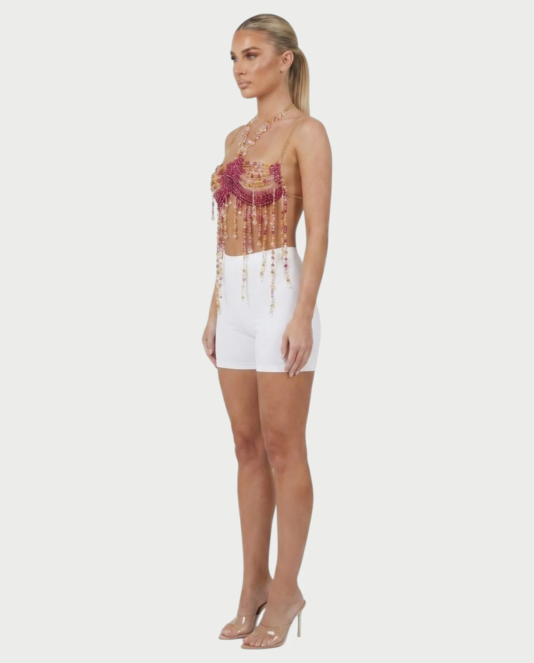 LUYANA Crystal Bead Tassel Chain Bralette Top - Image 3