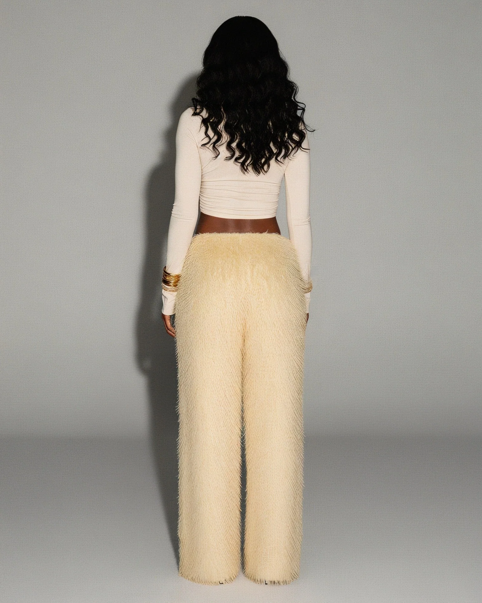 LYNIX Faux Fur Straight-Leg Trousers - Image 4