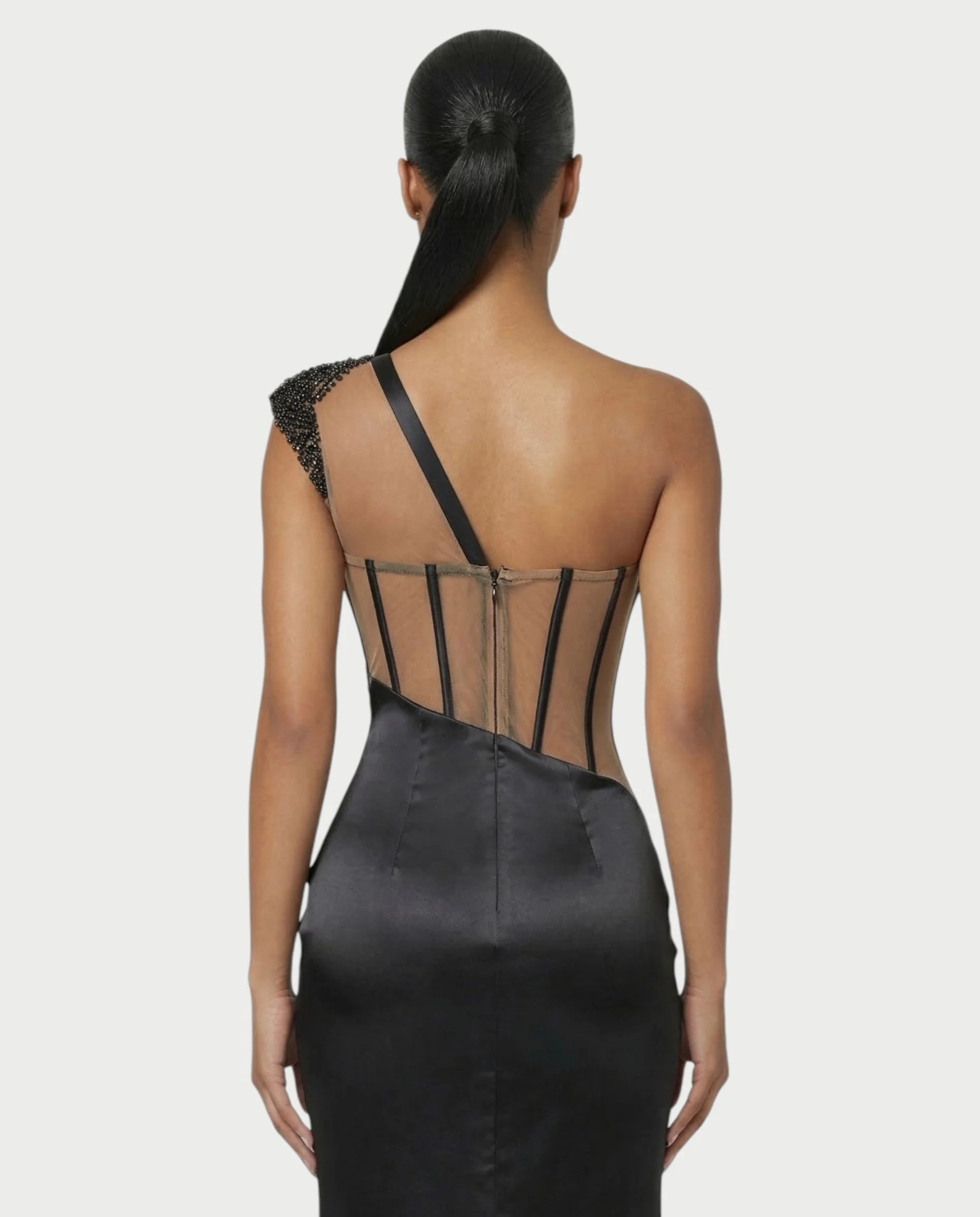 LYXEN One-Shoulder High Slit Corset Maxi Dress - Image 5