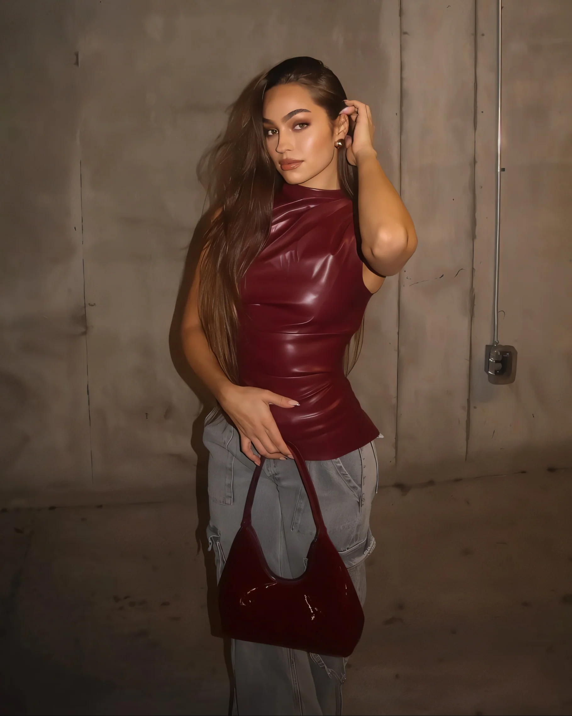 MABEL Faux Leather Draped Top - Image 4