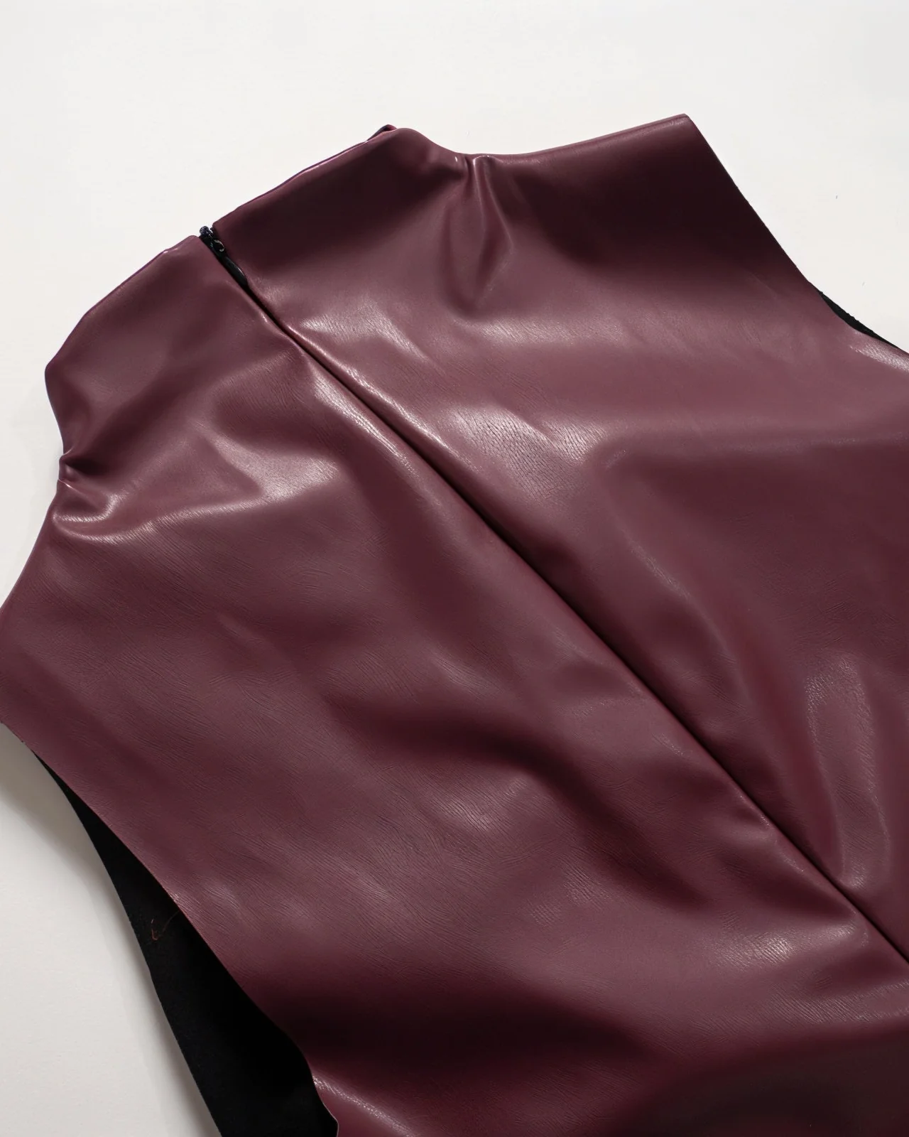 MABEL Faux Leather Draped Top - Image 9