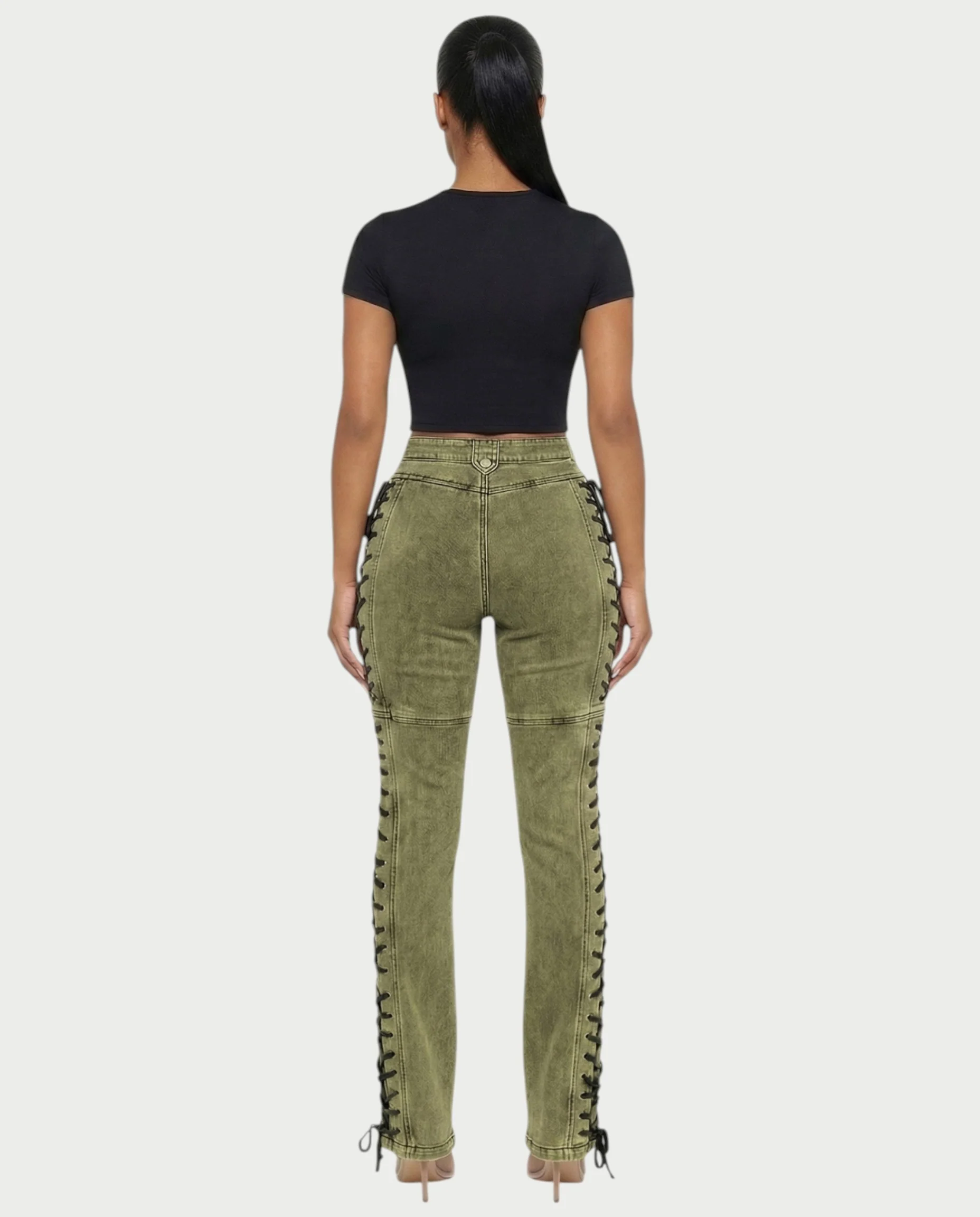 MAEVA Lace-Up Side Detail High-Waist Straight-Leg Pants - Image 10