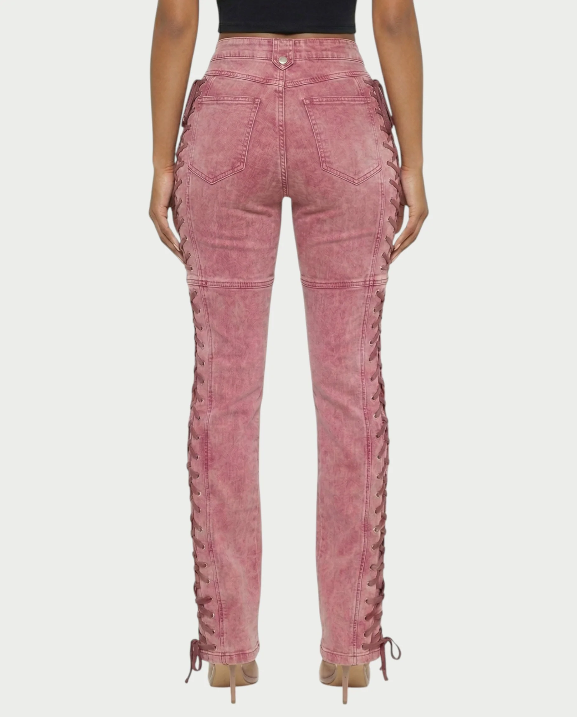 MAEVA Lace-Up Side Detail High-Waist Straight-Leg Pants - Image 12
