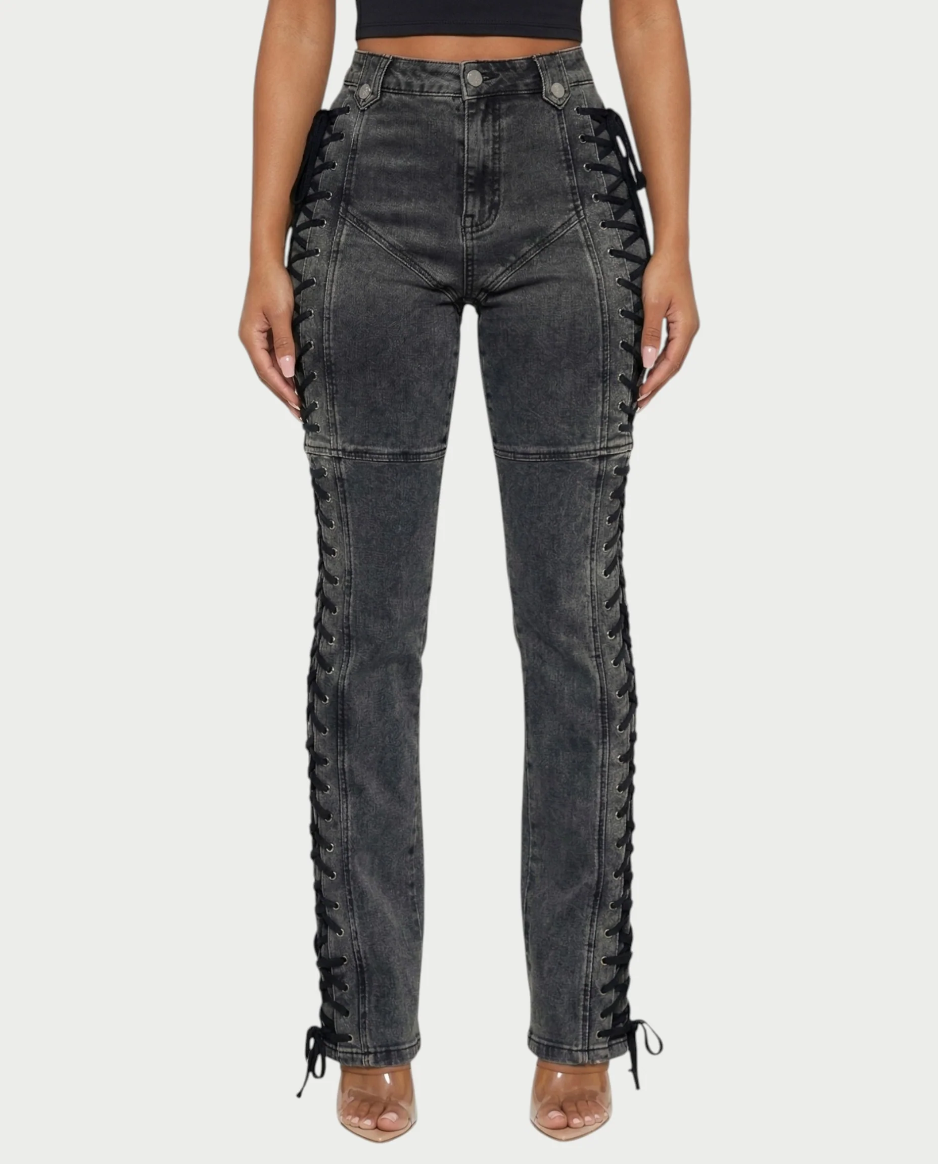 MAEVA Lace-Up Side Detail High-Waist Straight-Leg Pants - Image 16