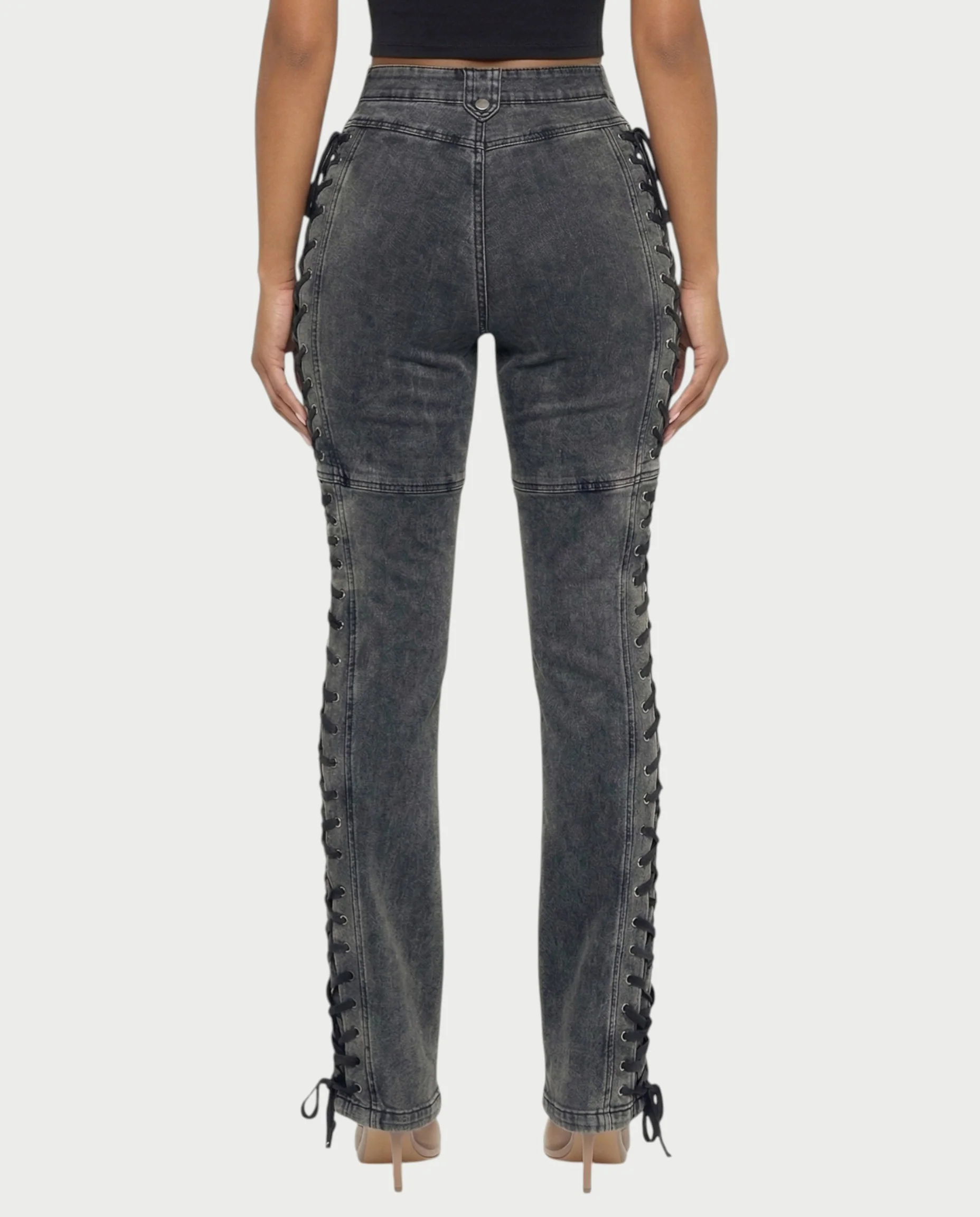 MAEVA Lace-Up Side Detail High-Waist Straight-Leg Pants - Image 17