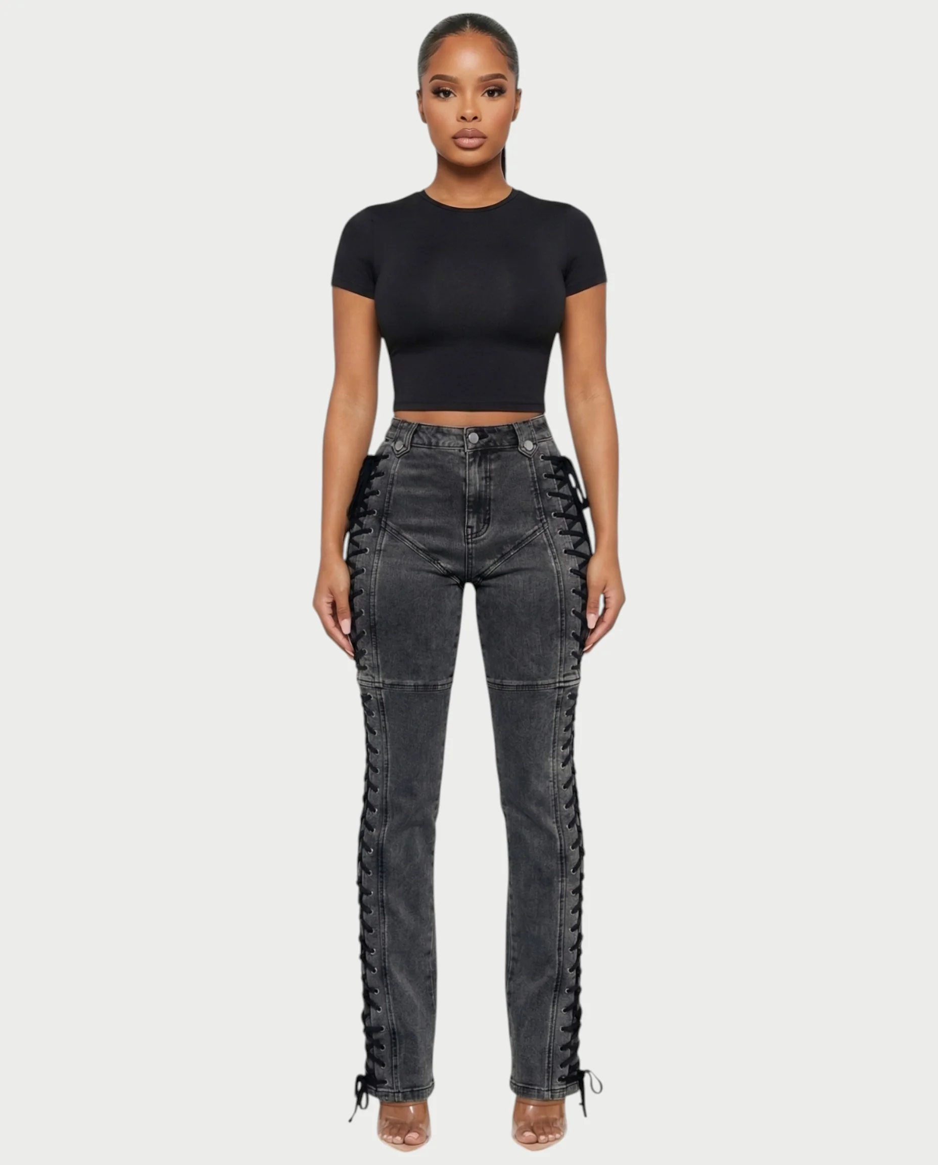 MAEVA Lace-Up Side Detail High-Waist Straight-Leg Pants - Image 18