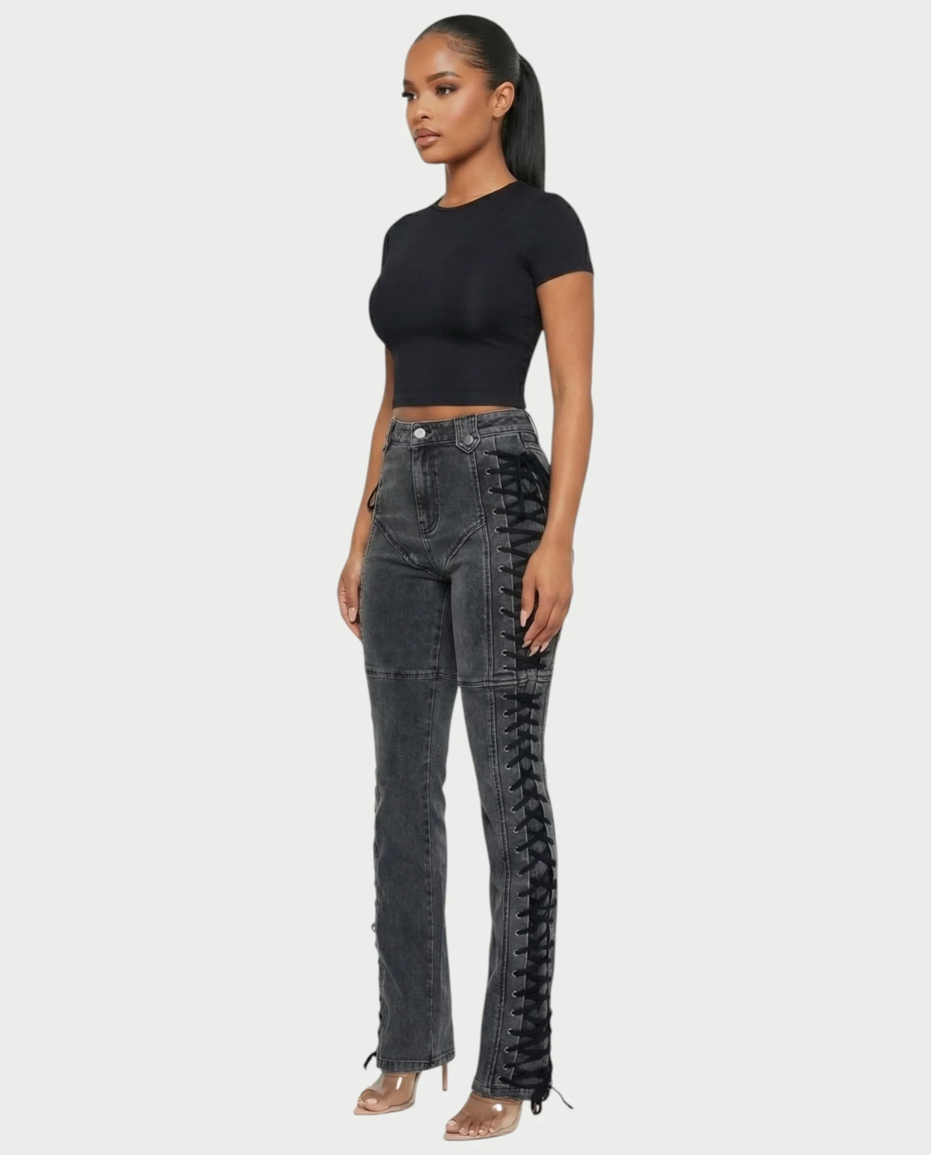MAEVA Lace-Up Side Detail High-Waist Straight-Leg Pants - Image 19